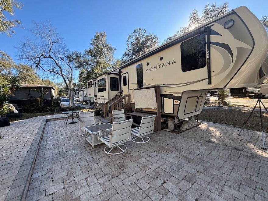 DEEDED RV LOT AT THE HIGHLY POPULAR SALT SPRINGS RESORT ELITE -This Lot offers outdoor enjoyment at its finest - with an out door kitchen you can entertain the whole family while enjoying the Florida sunshine! Little Lake Kerr within a hop and a skip for water activities! No worries about the sand - as most of the lot is pavers - When the day winds down step inside to the well maintained rv unit and enjoy your evening. This resort  is a gated community that overlooks little Lake Kerr with boat access to big Lake Kerr for fishing or just watching the sunset. Come enjoy all the amenities of the park which include a clubhouse, 2 swimming pools, tennis court & shuffleboard, to name a few. Centrally located to Ocala, Palatka and only hour or so from Daytona Beach! The sunsets are breath taking along with all the nature! All information recorded in the MLS is intended to be accurate but cannot be guaranteed. The RV will remain on the Lot and will be between the Seller & Buyer.
