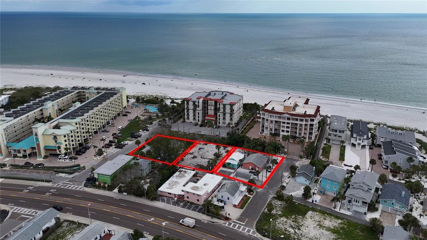 Incredible investment opportunity just steps from the sandy shores of Treasure Island! This unique commercial package includes three adjoining parcels offering exceptional development potential. The lots are situated on almost 1 acre of land in the Resort Facility High (50 units/acre) zoning of Treasure Island, perfectly positioned for a new business or resort venture. Whether you envision creating a boutique beachside resort, building out a high-demand short-term rental portfolio, or combining commercial and residential elements into a versatile income-producing property, the possibilities here are endless. Prime location on the beach, close to shopping, dining, and entertainment, .5 of a mile to John's Pass—don’t miss your chance to develop or invest in one of Treasure Island’s most sought-after areas.
Additional parcels being sold: 12117 SUNSHINE LN (15-31-15-17784-014-0030), 155 121ST AVE W (15-31-15-17784-014-0010)