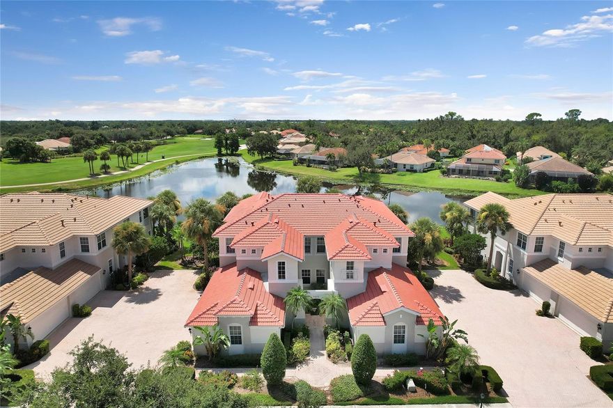 First-floor condo in Waterlefe Golf & River Club—recently voted Manatee County’s Best Residential Golf Community for championship golf, boating, and dining. Turnkey resort living awaits in this beautifully maintained, fully furnished 2-bedroom, 2-bath condo with a versatile den and spacious 2-car garage. Ideally positioned on a prime water lot, it offers sweeping views and a front-row seat to tranquil scenery from morning to night. Recent updates include a new roof (2025) and a freshly painted exterior (2025), providing peace of mind and modern curb appeal. Step inside to an open, light-filled layout where expansive windows and sliding glass doors frame the water beyond. The kitchen blends style and function with granite countertops, stainless steel appliances, and a casual breakfast bar, flowing effortlessly into the living and dining areas for both entertaining and everyday comfort. Retreat to the primary suite, where mornings begin with serene sunrise views—perfectly positioned to capture the quiet beauty of dawn without the glare of direct sunlight, creating a calm, relaxing start to the day. Step out onto your screened lanai and take in the tranquil water and lush community landscaping. Move right in and enjoy—this home is complete with modern furnishings and tasteful décor, making it an excellent option for a vacation getaway, seasonal residence, or full-time living. Waterlefe residents enjoy an exceptional lifestyle, with access to two on-site restaurants, a junior Olympic-size pool, a lively tiki bar, a beautifully renovated River Club, a 24-hour fitness center, scenic nature trails, and an active calendar of clubs and social events. Premium cable and high-speed internet are included with the HOA. Boating enthusiasts can take advantage of the private marina with slips available for lease or purchase, while golfers can choose from flexible membership options with discounted rates for residents. All of this, combined with a prime location just minutes from I-75, Lakewood Ranch, UTC Mall, SRQ Airport, and the Gulf Coast’s world-class beaches, makes this condo the perfect opportunity to embrace the very best of Florida living. Schedule your private showing today and experience the Waterlefe lifestyle for yourself.