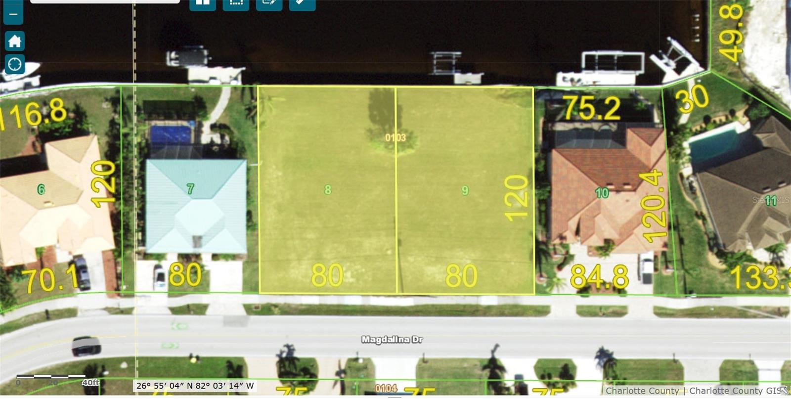 Rare Opportunity to own 2 adjacent canal lots in PGI with 150 Feet of water frontage. One of the lots already has a concrete dock for your
boat when you decide to build. Or invest in the future by owning almost a half-acre of prime waterfront in the Waterfront community of Punta Gorda Isles with access to Charlotte Harbor and the Gulf waters. Located in the area of Fisherman's Village and Downtown Historic Punta Gorda with shops, restaurants and riverwalk.