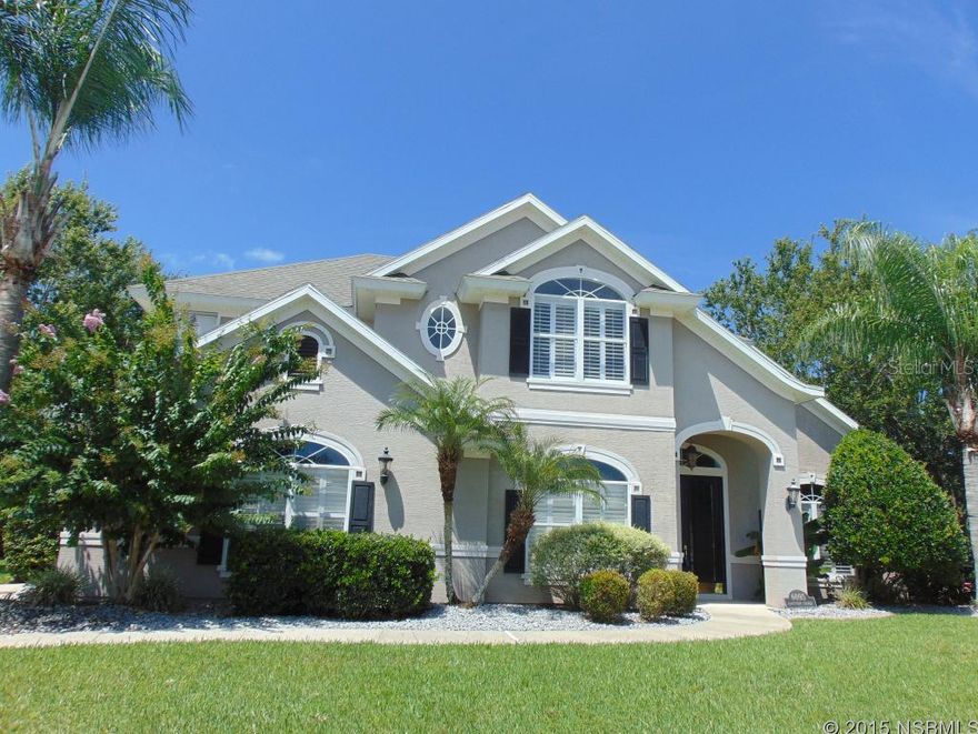 2 story 3 BR+den+loft, 2.5 BA's pool and spa home nestled on a manicured lot in the Sanctuary. The front elevation is highlighted with accent shutters, matured palm trees and a side entry 2 car garage. The extended walkway brings you to the covered front porch with French doors. Step into the foyer with wood style flooring and soaring ceilings. (18 ft). From here double doors open to the office/den. Off to the right is the formal living and dining room for all your fine furnishings and collectibles. Continue onto the kitchen and family room with panoramic window display overlooking the pool deck. On cooler days enjoy a nice beverage getting cozy in front of the fireplace. The open kitchen with a lower breakfast bar is ideal to prepare wonderful meals and to gather around with family and friends. The breakfast nook offers views to the outdoors and the French door opens up to the covered patio, pool and spa oasis. There is plenty of room to place your outdoor furnishings and lounge chairs. The property has a fenced in side yard for privacy. The hallway off the family room leads to the laundry room, walk-in closet, under staircase storage, garage access and continues on to the master suite w/sitting area, French doors open to the pool deck, walk-in closet(18x5) and private BA with his and her vanity, garden tub and walk-in shower. The staircase brings you to the media/flex room and 2 more bedrooms with a shared Jack and Jill bath. There is room for all family members and this is the perfect home to raise a family. Termite Bond.All measurements are approximate and the information is not guaranteed. ;Water: City