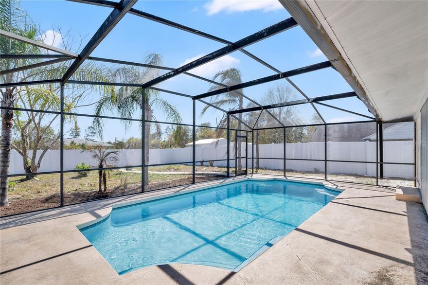 Welcome to this beautifully remodeled pool home in the heart of Deltona Lakes! This is truly MOVE-IN READY with all the big-ticket upgrades already done! This 3-bedroom, 2-bathroom home features a BRAND NEW roof, HVAC and duct work, luxury vinyl plank flooring, interior and exterior paint, fully updated bathrooms, a stunning kitchen remodel, new fence, and a sparkling pool,  giving you peace of mind from day one. Step inside and be welcomed by an airy open-concept layout with VAULTED CEILINGS and DOUBLE-PANE WINDOWS that flood the living and dining area with natural light. The kitchen features QUARTZ countertops, SHAKER cabinets and drawers with SOFT CLOSE, STAINLESS STEEL appliances, and a BRAND NEW dishwasher, perfect for everything from weeknight dinners to weekend entertaining.
The primary suite is a true retreat, complete with an ENSUITE bathroom showcasing a walk-in shower with MARBLE TILE. Step directly from the primary bedroom through DOUBLE-PANE SLIDING GLASS DOORS onto your SCREEN-ENCLOSED patio and SPARKLING POOL. Your private backyard oasis, FULLY FENCED for privacy. Down the hallway, two additional bedrooms share a beautifully UPDATED full bath. A dedicated laundry room with washer/dryer hookups offers added convenience and a second access point to the outdoor area.
Conveniently situated with easy access to top-rated schools, shopping, dining, and I-4, making commuting and daily errands a breeze.
This one checks every box. Schedule your showing today before it's gone!