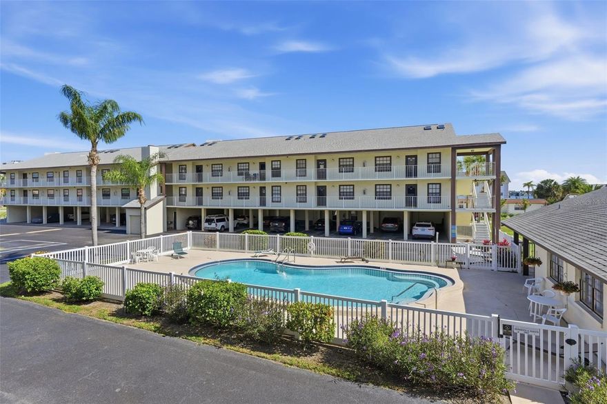 Welcome to this inviting two-bedroom, two-bathroom condo in Harbor Point West, ideally located on the scenic Dunedin Causeway and just moments from the waterfront lifestyle that makes Dunedin so desirable. Offering a bright and functional layout, this condo is perfect for enjoying low-maintenance coastal living. Step inside to find wood-look vinyl flooring flowing throughout the main living spaces and an open dining room and living room combination that creates a comfortable space for relaxing or entertaining. The kitchen is conveniently located to the right of the entry and features stainless steel appliances, quartz countertops, and a pass-through window overlooking the dining area for added openness and convenience. The spacious primary suite includes an updated private bathroom with a modern vanity, updated mirror, and a beautifully tiled shower with glass enclosure. The additional bedroom is nicely sized and located near the second full bathroom with a tub/shower combination, ideal for guests or everyday use. A washer and dryer closet is conveniently located on the screened-in porch, creating additional functional space while allowing you to enjoy the Florida breeze. Residents of Harbor Point West enjoy access to a community pool and an unbeatable location close to local dining, shopping centers, golf courses, beaches, and endless water activities including boating, kayaking, and paddleboarding. Monthly fee includes cable tv, sewer, trash, pool maintenance, and more! Just minutes from Downtown Dunedin and the Pinellas Trail, this condo offers the perfect opportunity to experience the best of Florida living. Schedule your showing today!