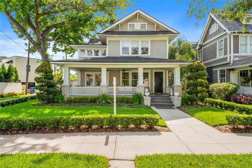 Beautifully remodeled and updated historic Hyde Park home only one house from scenic Bayshore Blvd with 5 bedrooms (including the guest house) and 5 1/2 baths.  This home was completely gutted and added on with a new modern layout while keeping the charm of a historic home. Enjoy WATER VIEWS from the front porch, sun room, and master bedroom.  Step into the front door to a cozy formal living room with a beautiful sunroom behind it. Proceed down the hall to the large formal dining room and then into the gorgeous great room with chef's kitchen and top of the line appliances with a large kitchen island all open to the inviting family room with a coffered ceiling. There is also a bar area in the family room and it all opens to the covered back porch and lushly landscaped backyard with space for a pool.  Upstairs features 4 ensuite bedrooms and a large laundry room.  The master suite has his and her closets, lots of built-ins for additional storage, shower and separate tub, and a sitting room with views of Bayshore. There is a detached 2 car garage with a guest house on the 2nd floor. Don't miss this beautiful move-in ready historic home!