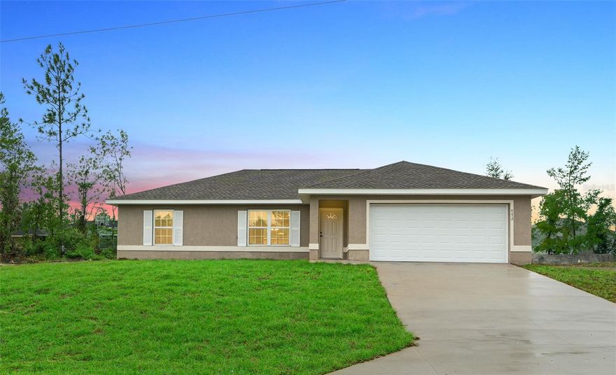 Be the first to live in this brand-new construction home. Featuring 3 bedrooms, 2 bathrooms, and an attached 2-car garage, this home offers both style and functionality. Step into the kitchen and be captivated by the beautiful cabinets that perfectly complement the space. Appliances including a refrigerator, range with hood, dishwasher, and electric water heater, are all provided for your convenience. The master bedroom boasts a spacious walk-in closet, providing ample storage. Enjoy the seamless blend of tile and carpet flooring throughout. With high-efficiency windows, you can expect energy savings and enhanced comfort. Located in Marion Oaks, this home is ideally situated just a short 20-minute drive from the World Equestrian Center and offers easy access to I-75 and all of Ocala's amenities. Explore nearby shopping centers, indulge in a variety of dining options, and find convenient medical offices within close proximity. Don't miss out on the opportunity to make this home your own. Schedule a showing today.

To schedule a showing text Jeanne Herzig Arena