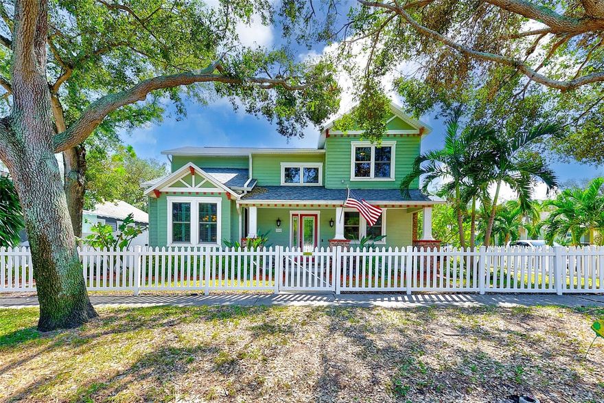 A truly rare and stunning new rental opportunity awaits! This like-new, dog-friendly two story gem is nestled in picturesque and historic Roser Park, just minutes from downtown St. Petersburg. Boasting classic architectural charm coupled with modern amenities, this 4 bedroom, 2.5 bath house offers both beauty and convenience. Notable features include a voluminous open floor plan with high ceilings, large windows that let in plenty of natural light and gorgeous wood floors throughout the home adding warmth and character. A large gourmet kitchen with island and breakfast bar includes gas cooking for the chef at heart and an outdoor grill connected directly to the gas line makes for ideal entertainment. Relax in your spa-like primary bath featuring a large garden tub and separate rainfall shower. Solar panels have been installed, keeping electricity bills exceptionally low for such a generously sized abode. Also noteworthy is the large two-car garage with ample storage space. This home is solidly built and has weathered recent storms unscathed. Positioned in a quiet, sought-after location, you'll enjoy easy access to parks, dining, shopping and the vibrant culture of downtown St. Petersburg. Don't miss out on this rare opportunity to live in Roser Park!