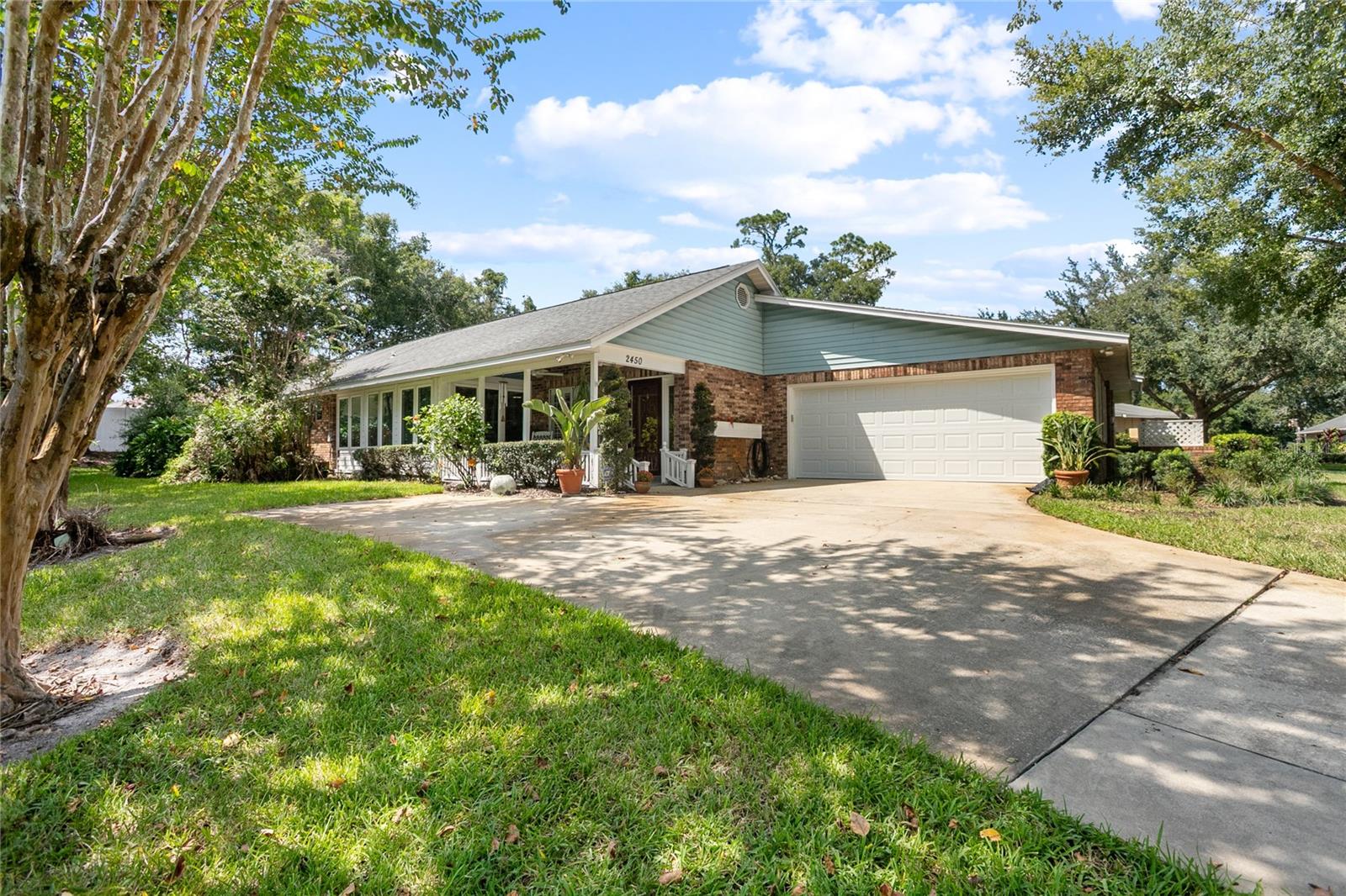 Step inside this FULLY REMODELED HOME that feels BRAND NEW, blending SOUTHERN CHARM with MODERN UPDATES throughout. The welcoming front porch sets the tone for relaxed living, while the thoughtfully designed interior combines style and function.
The kitchen is a true centerpiece, boasting granite countertops, stainless steel appliances, a sleek tile backsplash, and an island with a built-in mixer lift—perfect for the home chef. Just off the kitchen, you’ll find a convenient half bath and a laundry space that leads directly to the garage.
Open living areas showcase 10-foot ceilings, luxury vinyl plank flooring, and plantation shutters in the living room, sunroom, and primary suite. The primary en suite offers dual sinks and a spacious walk-in shower, while updated closet systems throughout the home provide maximum storage and organization.
The sunroom, highlighted by a brick accent wall and abundant natural light, is ideal for reading or relaxing, while open living spaces are designed for gathering. Year-round comfort is ensured with a brand-new HVAC system, water heater, and appliances.
Outdoors, the fully screened courtyard is perfect for morning coffee or evening gatherings, and the community pool is just a short stroll away. The location can’t be beat—seconds from grocery stores, restaurants, and shopping, and only minutes to I-4, award-winning downtown DeLand, and Stetson University.