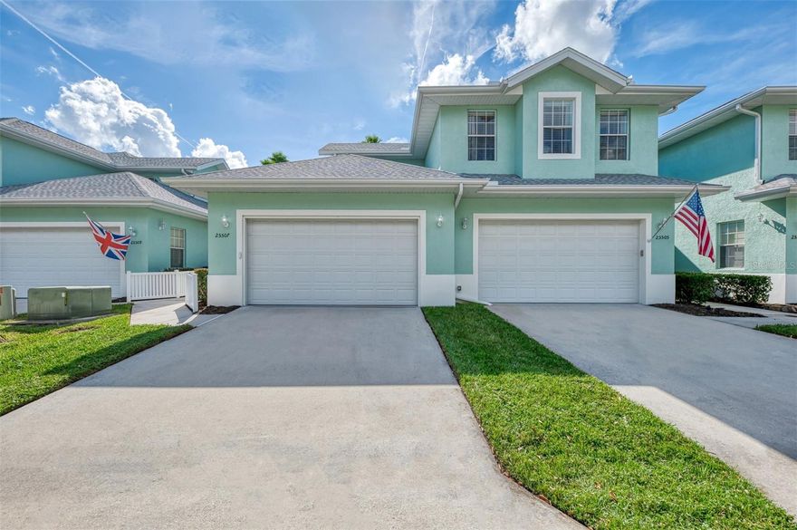 Hurry to see this rare chance to own a spacious 3-bed, 3-bath, 2-car-garage condo/townhome with a private elevator and 2,572 sq. ft. of luxury living in Lakefront Villas at Heritage Lake Park in Punta Gorda. This bright, open home sits right by a wide, sparkling lake, giving you peaceful water views from many rooms and from the large lanai balcony. It is also not in a flood zone, adding even more confidence and comfort. Step inside to a layout that feels both grand and easy to live in. The home features two full primary suites, each with its own private bath. The main primary suite opens directly to the lanai and includes two walk-in closets, dual sinks with granite counters, updated lighting, a relaxing garden tub, and a large walk-in shower. The second primary suite is a roomy 18x20 space with a walk-in closet, extra storage, and another granite-topped bath with a shower/tub combination. The 10x12 den/office can serve many uses and can even be a fourth bedroom if desired. The kitchen is bright and cheerful, with granite countertops, a large breakfast bar, tiled backsplash, pull-out shelves, water filtration under the sink, and a sunny dinette area perfect for enjoying morning coffee. The kitchen flows into the dining room and great room, creating one large open space with wide lake views from the second floor. It is the kind of view that makes every day feel a bit more special. This home is also packed with thoughtful upgrades: new roof (2023), new A/C (2023) with mold-preventative light, hurricane shutters for added protection, and storage everywhere you look. Closet organizers run throughout the home, and there is even extra storage under the staircase—great for luggage and seasonal décor. Heritage Lake Park offers resort-style amenities, including a heated pool, fitness center, tennis and pickleball courts, fishing spots, walking paths, and many fun community activities. The area is pet-friendly, and this home also comes with a home warranty for peace of mind. This hard-to-find floorplan has it all: space, comfort, strong upgrades, lake views, and a location filled with activities. This special home is ready for you—come see how great life can feel here!