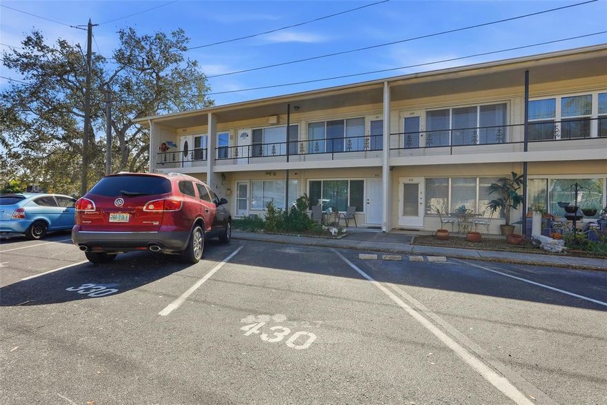 Looking for a well established 55+ community in a prime location without high HOA fees, special assessments, or flood insurance required? Welcome to this charming listing in Clearwater Oaks. This welcoming and pet friendly community will feel like home as soon as you move in. Beautifully maintained mature landscaping and a serene pond next to the building make this condo a real home. Inside you'll be welcomed by tons of natural light and warm inviting laminate flooring. Adorable built in shelving from the living room to the kitchen add to the charm along with the unique kitchen ceiling fan and vintage look refrigerator. In the bathroom you'll find a new pedestal sink, and the large bedroom offers plenty of closet space. In the bonus room there are 3 cedar lined closets, and if that's not enough storage the building also has a storage room for a bicycle, etc. You can also rest easy knowing many of the mechanics are recently updated. This unit has CENTRAL AIR and it is only 2 years old with a transferrable warranty. The ELECTRIC PANEL was UPDATED in 2022, and the ROOF on the building was REPLACED just last year. Even the appliances are all under 2 years old, and there’s a water filtration system under the kitchen sink. When you're feel like going out, you can enjoy some quite time by the pond or walk over to the clubhouse to take part in community activities, play shuffleboard, or borrow a book from the library. You'll live under a 15 minute drive to the mall, the beach, or downtown St. Pete, and about 25 minutes to the either airport. Schedule your showing today.