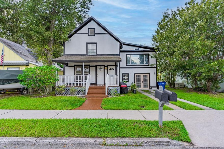 Gorgeous Duplex located in Historic Downtown St. Cloud! The main residence on the first floor offers 2-bedrooms and 2-bathrooms, while the second-floor in-law suite, features 2-bedrooms and 1-bathroom with an open-concept design. The main house's kitchen is a standout feature, showcasing a charming tongue-and-groove cathedral ceiling, sturdy oak cabinets, a brand-new range, and a built-in microwave. The luxurious master bedroom includes an exquisite master bath, with the latter comprising two distinct rooms that seamlessly connect. This master bath offers a generously sized built-in tub with premium amenities, a new vanity, ceramic tile, and stylish lighting. Additionally, it boasts an expansive fully tiled walk-in shower and an exceptionally spacious master bedroom with French doors, laminate flooring, and a walk-in closet. The main house also comprises a separate dining room, living room, guest bedroom, and a second bath. Recent updates include fresh paint and the replacement of most of the flooring. The property also features a new AC system, a fully fenced backyard with a firepit, a sizable 10x15 storage shed, and convenient access via an open alley at the back of the property. Enjoy your evenings on the welcoming covered front and back porches, perfect for taking in picturesque sunsets. The in-law suite has its own private entrance on the second floor and offers a kitchen and living room combination with charming wood-beamed ceilings. It includes two bedrooms and a modern bathroom with a new vanity, mirrors, and lighting. The bathroom features a bath and shower combination, and the suite is finished with laminate flooring and an interior utility space. The entire space is tastefully designed and is sure to impress any discerning buyer. This property is ideally located just three blocks away from downtown St. Cloud, offering easy access to a variety of restaurants and shopping options. It is also conveniently close to the St. Cloud Lakefront and public transportation. Major highways, the Orlando Airport, hospitals, and additional shopping are all within easy reach. Viewing this property is a pleasure, and it is sure to leave a lasting impression.