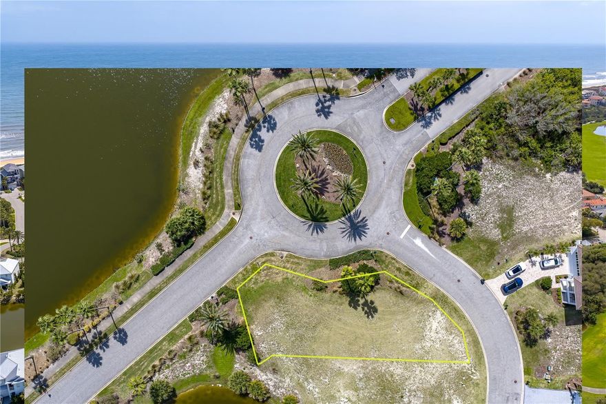 Build your dream coastal retreat on this exceptional 0.24-acre homesite ideally positioned within the oceanfront community of Cinnamon Beach. Perfectly situated on a quiet cul-de-sac with a beautifully landscaped roundabout, this oversized lot offers a rare combination of privacy and scenic surroundings, backing to tranquil lake views with potential glimpses of the Atlantic Ocean. Surrounded by luxury homes and bordered by water on multiple sides, the setting captures refreshing breezes and stunning sunrises and sunsets. Just a short stroll or golf cart ride to private beach access, this property provides access to amenities including an oceanfront pool, lakefront pool, clubhouse, fitness center, game room, snack bar, . With no timeframe to build and the flexibility to choose your own builder, this is a premier opportunity to secure one of the most desirable homesites in a gated coastal community where lifestyle, location, and luxury converge.