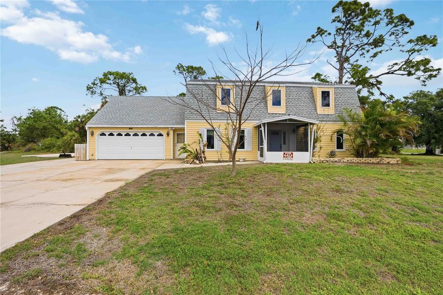 Cape Cod Charm on a Premier Half-Acre Double Corner Lot in Port Charlotte. This is the one buyers have been waiting for. Welcome to 17402 Billiar Ave., a classic and unique Cape Cod home sitting on a massive double corner lot of more than half an acre with an impressive 250 feet of road frontage spanning the entire block from corner to corner. Shaded by gorgeous live oaks and water oaks, the property delivers curb appeal and privacy that is nearly impossible to find at this price point.
Inside, this 4-bedroom, 2.5-bath home is packed with thoughtful updates. The kitchen shines with granite countertops, recessed lighting, and newer appliances. New carpet and luxury vinyl flooring run throughout the home, and the extra 300 square feet upstairs offers flexibility as a bonus room, den, or fifth bedroom. Every bedroom features large walk-in closets fitted with cedar wood. The primary suite is a true retreat with an ensuite bath and a relaxing whirlpool jetted tub. A separate laundry room adds everyday convenience.
The major systems are already handled. The HVAC was replaced in 2023, the roof in 2017, and there is a new well pump in place. The home also has a water softener plus a separate dedicated well for irrigation, keeping average utility bills at an impressive $70 per month.
Step outside to a newly screened lanai and a private, fully fenced backyard with no rear neighbors and room to expand, build, or simply enjoy the peace. The oversized garage plus a large concrete parking pad give you plenty of space for vehicles, a boat, or an RV. A storage shed is already on site. Located just minutes from shopping, dining, beautiful Gulf beaches, world-class fishing, spring training baseball, international airports, and all that Southwest Florida has to offer. Big lot. Low bills. Move-in ready. Schedule your showing today.