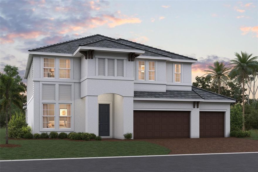 Pre-Construction. To be built. ****SPECIAL FINANCING AVAILABLE FOR A LIMITED TIME ONLY FROM PREFERRED LENDER. RESTRICTIONS APPLY, FOR QUALIFIED BUYERS, SUBJECT TO APPLICABLE TERMS AND CONDITIONS. SUBJECT TO CHANGE WITHOUT NOTICE****
Welcome to the Wekiva. An expansive and sprawling home, this home includes five bedrooms, four full bathrooms, flex room, upstairs bonus room, and a three-car garage.
As you step inside the grand foyer, a flex room sits off to the side. Moving along the wall, a spacious utility room opens up, giving you plenty of room to organize, declutter, and clean. It contains cabinets and a sink for a full utility room.
As you reach the heart of the home, you are faced with an incredibly spacious and elegant kitchen. Beautiful cabinets line the walls, and an extra-large island creates room for additional seating and prep space. A walk-in pantry provides even more storage. A cozy breakfast nook lives right next to the kitchen, which opens up into a huge great room.
Two sets of sliding glass doors open on to the covered lanai. An extra owner's suite and a pool bath sit off the great room, making it an easy transition from outdoor fun to inside living.
Going upstairs is like entering another space entirely. The master retreat is truly a tranquil get away with multiple windows to create a bright and airy space. An elegant master bath awaits you with dual vanities, a water closet, an enclosed shower space, and a huge walk-in closet.
Three additional bedrooms sit upstairs with a bonus room providing the perfect entertainment space that looks down at the foyer below.
The Wekiva is the perfect plan for those who love entertainment, play, and spending time at home.