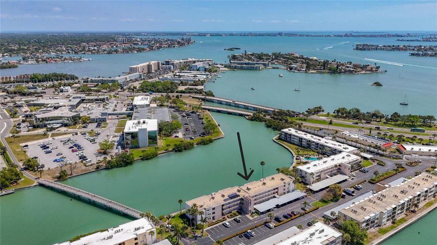 Make sure this Bright and Spacious 2 bed/2 bath condo is on your List! Bright - Light with a peaceful eastern view, enjoy your morning coffee with the sunrise, while your dolphin neighbors are passing by; all situated on a quiet Pass connecting Boca Ciega Bay to the Intracoastal. Minimal water intrusion from past storms resulted in a fresh updated condo, new Frigidaire appliances, new filtered water system at the sink, lovely light patterned quartz countertops in kitchen and both baths, new carpeting through Great room and both bedrooms and gorgeous 3 panel hurricane rated Sliders to enhance the wonderful view. The primary bedroom is airy and light, large walk-in closet and ensuite bath with walk-in shower, creates a peaceful retreat. Stack Laundry hookup near guest bath. Your covered parking is directly in front. The Bay Island Community has So much available for the +55 resident! your small pets ( 2 cats or 1 small dog + 1 cat ). Very active Rec / Social Center, large party rooms and kitchen on 2nd floor, His & Her gyms, billiards, card room, multiple tennis and pickleball courts, hot tub and 7 inground pools, and a Marina plus 1.4 miles of seawall walkway that surrounds the community. Bay Islands is a secure, gated community located on the between St Pete Beach and St Petersburg - with SunRunner Express Bus access to St Pete Beach and into downtown St Pete right out front, famous St Pete Beach, shopping, dining, golf and all sorts of entertainment are minutes away. There is a $3,000 credit available for the new owner to design the primary closet, chose the perfect window treatment for the Sliding doors or offset the monthly fees. Put this cute - fresh condo at the top of your List !