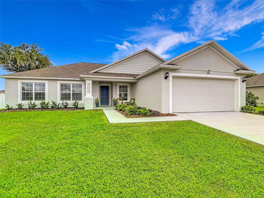 Absolutely GORGEOUS and TURN-KEY, this 2024 built 3-Bed + Office, 2-Bath, 2-Car Garage SPACIOUS home is better than new! As you approach the home, you’ll immediately notice that it has received the best of care. Beautifully landscaped and IMMACULATELY KEPT inside and out, this MOVE-IN-READY gem of a home may just be THE ONE. With over 1,800 sq ft, an OPEN LAYOUT, CATHEDRAL ceiling, and SPLIT FLOOR PLAN, this home would be the PERFECT STARTER HOME or JUST RIGHT for the downsizing family! And speaking of the perfect home, can you say “UPGRADES”? This is NOT your typical spec home. From the gorgeous ceramic tile floors that flow throughout most of the home to the UPGRADED LIGHTING to the LOW-E WINDOWS (complete with faux wood blinds), this home just continues to impress! The STUNNING kitchen offers shining STAINLESS appliances including a French-door refrigerator, range, dishwasher, and microwave that vents to the exterior. It also boasts gleaming single level QUARTZ COUNTERTOPS, upgraded 42” cabinets with CROWN MOULDING, and a lovely FARMHOUSE SINK. All of this opens up to the adjoining dining area with its beautiful BAY WINDOW providing abundant natural light! You’ll also love the gorgeous glass FRENCH DOORS that open up to the DEDICATED OFFICE/DEN space at the front of the home. Inside the primary suite you’ll discover a generously sized bedroom, a WALK-IN CLOSET, double sinks with QUARTZ countertops, a garden tub, and a WALK-IN SHOWER. The secondary bedrooms are spacious and feature upgraded carpet/pad and closet doors–no bifolds. The hall bath has also been upgraded to include a QUARTZ COUNTERTOP and a tiled wall bath/shower unit! Perhaps the BEST FEATURE in the home is the OVERSIZED 12 x 20 SCREENED-IN LANAI (complete with upgraded FRENCH DOOR ENTRY) where you can sit and sip your coffee while looking out onto your HUGE PRIVATE BACK YARD. Winding River Cove is a tight-knit community with only 37 homes, secluded from traffic, with a very reasonable HOA of only $700 a year. Conveniently located between the main routes of US-17 and FL-60, this home is within a few miles of the new 570 Polk Parkway extension where two accessible exits will be added, making it even more accessible to Tampa, Orlando, and all of central Florida’s fantastic attractions! Schedule your showing today!