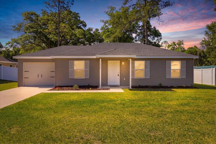 Welcome to this charming 2020-built home located in the desirable Ocala Park Estates community! This well-maintained 3-bedroom, 2-bathroom residence offers 1,014 square feet of comfortable living space, making it ideal for first-time buyers, downsizers, or investors. Step inside to find a freshly painted interior that creates a bright and inviting atmosphere throughout. The open living and dining area flows seamlessly into the kitchen, making it ideal for both everyday living and entertaining. The split-bedroom floor plan provides added privacy, with a cozy primary suite and two additional bedrooms that can easily serve as guest rooms, a home office, or flex space. Outside, enjoy a spacious yard with ample space for outdoor activities, gardening, or future enhancements. Located in a peaceful neighborhood with convenient access to shopping, dining, and major roadways, this home offers both comfort and convenience.