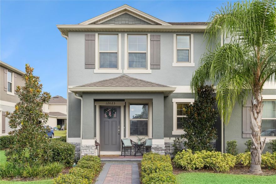 Welcome to Waterleigh, one of the most sought after communities in Horizon West! This beautifully upgraded end-unit Sandhill townhome is filled with natural light thanks to its additional windows and spacious open layout. The upstairs loft offers versatile living space — ideal for a home office, playroom, or media room. Featuring 3 bedrooms and 2.5 bathrooms, this home has been thoughtfully enhanced with luxury vinyl plank flooring on the stairs and upper level, leaving carpet only in the bedrooms for comfort. Additional upgrades include modern faucets and an epoxy-coated garage floor. Enjoy the convenience of a move-in ready home and the unique perk of watching Disney fireworks from your own driveway every night! Take advantage of the incredible Waterleigh amenities—pools, gyms, playgrounds, tennis, volleyball, mini golf! Zoned for top-rated schools in Orange County, come and see why so many families choose Waterleigh.