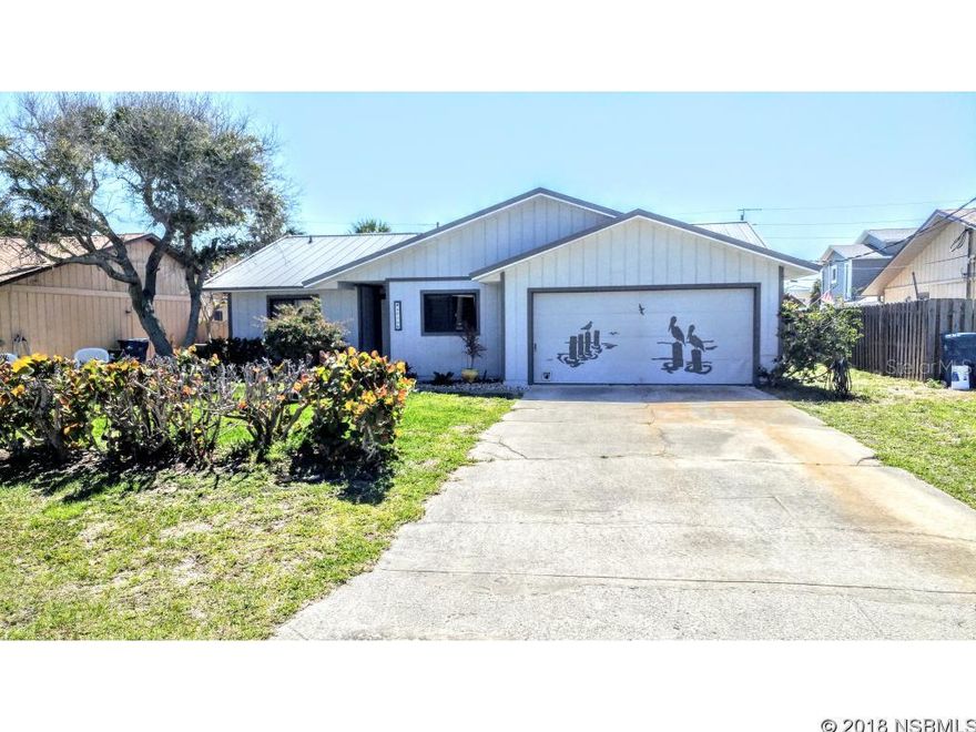 Beautiful beachside house within walking distance to beach and to Boondock's riverfront restaurant. New metal roof with lifetime transferable warranty. Tiled floors, eat in kitchen, 2 car garage, florida room with air conditioning and new plantation shutters. Close to Port Orange bridge. All measurements are approximate. Make us an offer! ;Water: City