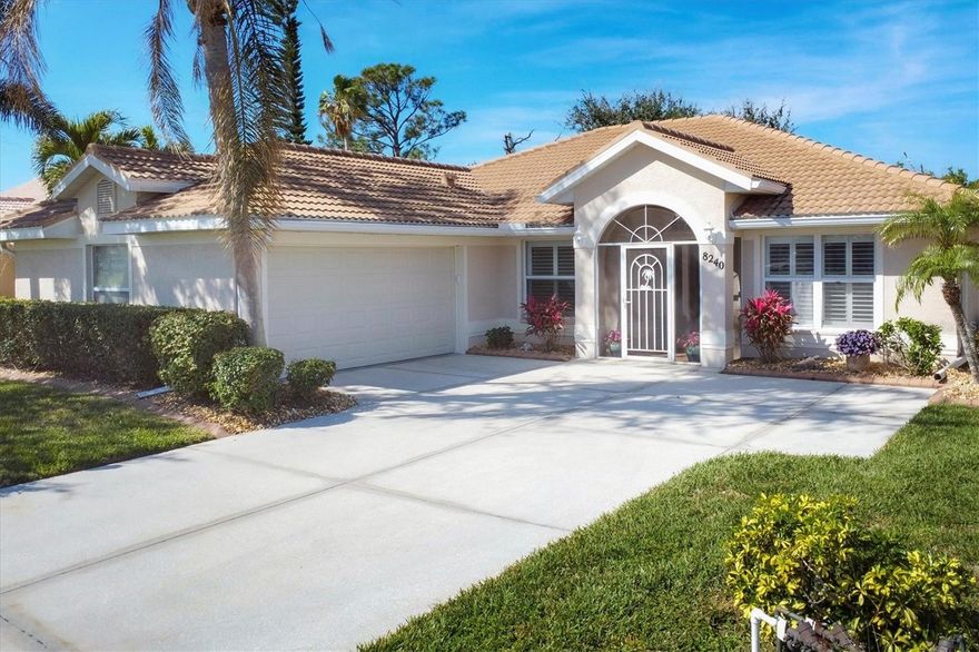 ***Enjoy Amenities, Privacy & Coastal Charm*** Furnished and move-in ready, this immaculate 3-bedroom, 2-bath home offers complete privacy with serene greenbelt views and no rear neighbors. Located in Oyster Creek—a gated, maintenance-free golf community just minutes from Englewood and Manasota Key beaches—you’ll enjoy great neighbors, nature, privacy, and convenience.
Inside, a favorite split floor plan features diagonal tile throughout, soft wall tones, and plantation shutters for light control and style. The spacious kitchen includes ample counters, a pantry, breakfast bar, and cozy dinette. Cathedral ceilings and a wall of hurricane impact sliders fill the living room with natural light, while the climate-controlled Florida room extends your living space year-round with peaceful preserve views.
The primary suite opens to the Florida room and includes dual vanities, a soaking tub, walk-in shower, and generous closet space. Two guest bedrooms share a Jack & Jill bath with dual sinks and walk-in shower. Additional highlights: inside laundry, side-entry garage, hurricane impact sliders (2025), 2020 tile roof and A/C, and X-Flood Zone (flood insurance optional).
Oyster Creek offers low HOA fees covering cable, internet, lawn care, and access to a clubhouse with heated pool/spa, fitness center, tennis, pickleball, billiards, and social events. Golf cart friendly; golf membership optional. Close to beaches, boating, fishing, and waterfront dining.