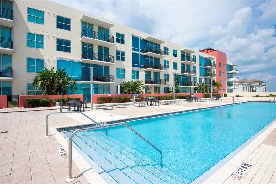 Located in Waterside (Channelside) one of Tampa's trendiest areas! This 8TH FLOOR unit is beautifully remodeled with luxury vinyl and fresh painted throughout, a huge kitchen island with quartz countertops with double waterfalls wrapped the sleek design. The cabinets are brand new also! The gourmet kitchen has (refrigerator, stove, grease extractor, garbage compactor, a microwave) all VIKING STAINLESS STEEL APPLIANCES and an under-counter washer and dryer. The bathroom has a brand new toilet and a shower/tub combo. There is one reserved/assigned parking space. The Grand Central pool and separate Spa located are on the 9th floor. CLUBHOUSE in the East building and a FITNESS CENTER is in the West building. Downstairs convenience also includes covered outdoor social areas, Crunch Fitness, award-winning Cena Italian restaurant, Pour House, The Poké Company, Massage Envy, Gelato-Go, and Stageworks Theater. Conveniently located within walking distance to, Starbucks, salons, dry cleaners, and much more. There is even a Pickleball Park and a dog park for outdoor fun immediately across the street. This prime location provides easy access to Publix, Madison Street Park, GreenWise Market, CVS, coffee shops, trolley access to Ybor City, Sparkman Wharf, Amalie Arena, and the Tampa Riverwalk. With 24/7 security, gated and secure parking garage, and package lockers. Rent includes access to all amenities, water, sewer, gas and trash! Come and preview today!