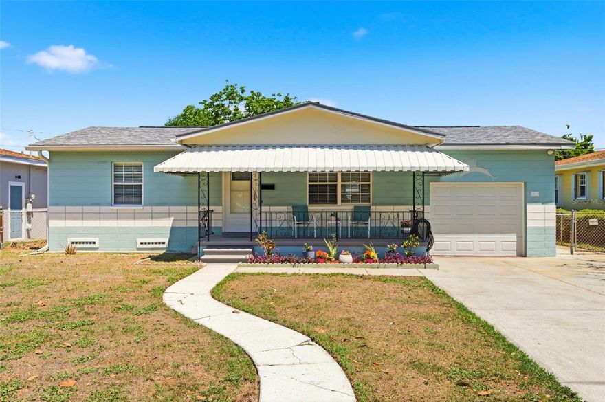 Welcome to this well-maintained 2 bedroom, 1 bath home with a versatile bonus room - perfect for a home office, playroom, or guest space. Located in the desirable St. Pete Heights neighborhood, this property offers both comfort and convenience with quick access to I-275, making commuting and vacationing a breeze.

Step inside to find a thoughtfully updated interior, including a beautifully remodeled bathroom. Major system upgrades provide peace of mind, with a new roof (main and flat) installed in 2024 complete with hurricane straps, HVAC replaced in 2019, and a water heater from 2020.

Enjoy relaxing mornings on the spacious front porch, or take advantage of the expansive backyard—offering plenty of room to create your dream outdoor space or even add an accessory dwelling unit (ADU). The one-car garage adds additional storage and functionality.

Situated in Flood Zone X, this home is a fantastic opportunity for buyers seeking value, location and future potential in one of St. Petersburg’s growing areas.