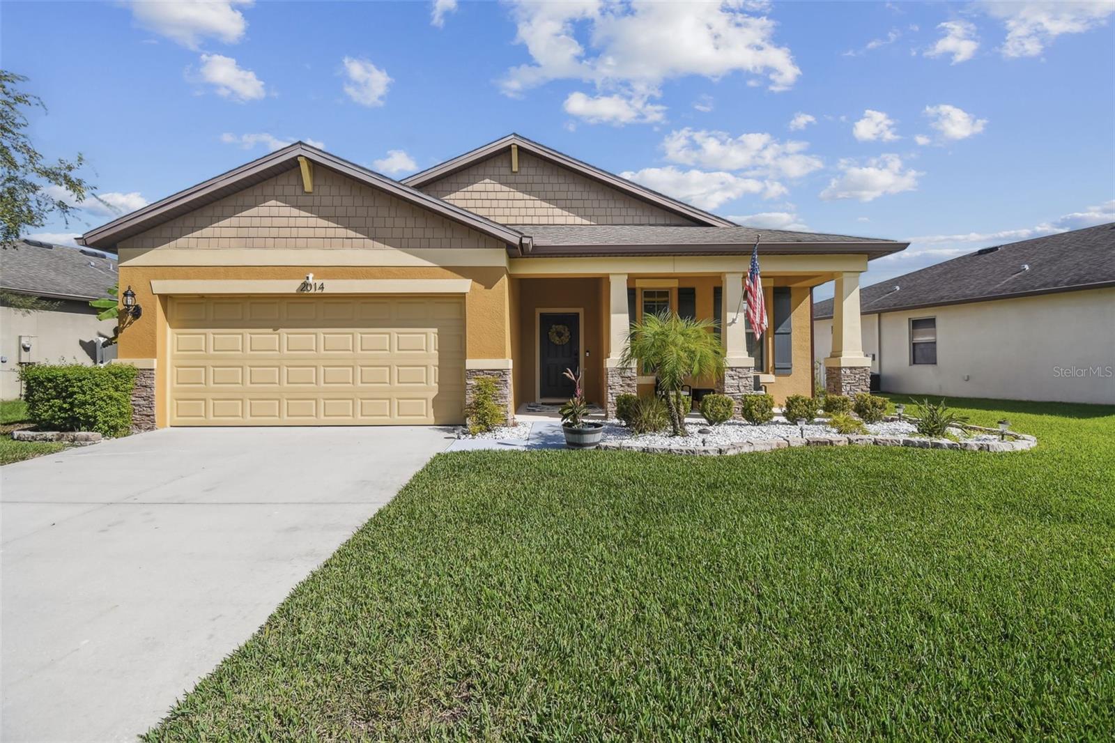 This property presents a rare opportunity with an assumable VA loan at just 2.375% interest. Built in 2016, this meticulously maintained 3-bedroom, 2-bath home with a den offers an open floor plan and a spacious kitchen featuring a large island—perfect for both everyday meals and entertaining. The versatile den can easily serve as a home office, bonus room, or even be converted into a 4th bedroom. The covered, screened-in porch provides a year-round retreat to enjoy Florida living. Recent upgrades include a new AC unit installed in 2024 and exterior “Happy Lighting” that can be customized and paired with music for added enjoyment. Located in the welcoming Trillium community, residents enjoy HOA benefits such as trash service, a community pool, playground, sidewalks, streetlights, and beautifully maintained green spaces. Beyond the neighborhood, you’ll also find additional parks, playgrounds, and a nearby swim complex. For motorsport enthusiasts, Leadfoot City is just minutes away. With close access to the Veteran's Expressway, commuting to Tampa International Airport, downtown Tampa, or crossing the bridge to the beaches is quick and convenient.