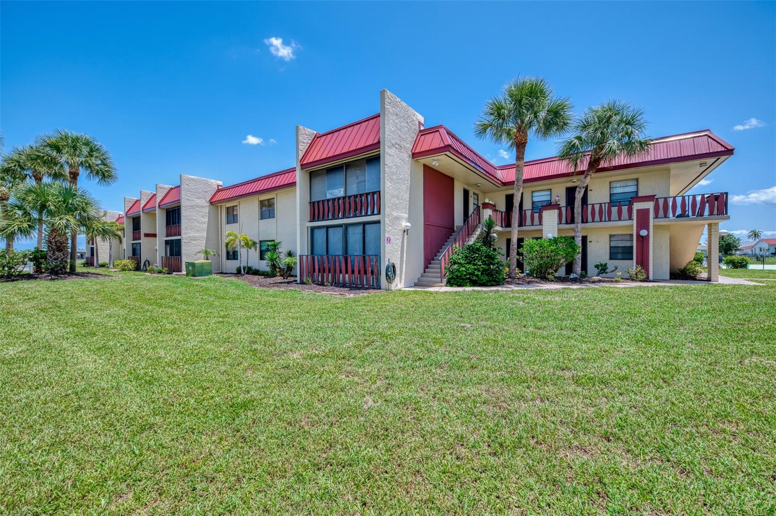 Ideal and affordable Florida winter home in Rotonda West,…minutes to world-class fishing and the beaches of Boca Grande! Clean, move-in ready 2-bedroom, 2-bath, 2nd-floor condo (no one above you) offers a spacious 1,118 sq ft of comfortable living space in the desirable Riverhouse community. Partially furnished and ready for immediate enjoyment, this is the perfect seasonal retreat or full-time residence. Light and bright living space with a functional layout and spacious bedrooms. Stainless steel refrigerator and range in bright happy kitchen. Laundry not in unit. Relax on your covered and screened lanai enjoying the Florida weather or head out for a day of fishing, boating, or beachcombing — all just a short drive away. Well-maintained interior courtyard is lush with tropical plants as well as two community pools for your enjoyment. Riverhouse also features a community clubhouse, shuffleboard, tennis courts and gas BBQ grills. The area has grown in recent years and now this beachy community has all the modern conveniences nearby including Home Depot, Post Office, Restaurants, Medical…Restaurants, Golf, Marinas,…and of course the pristine beaches of Boca Grande and Manasota Key.