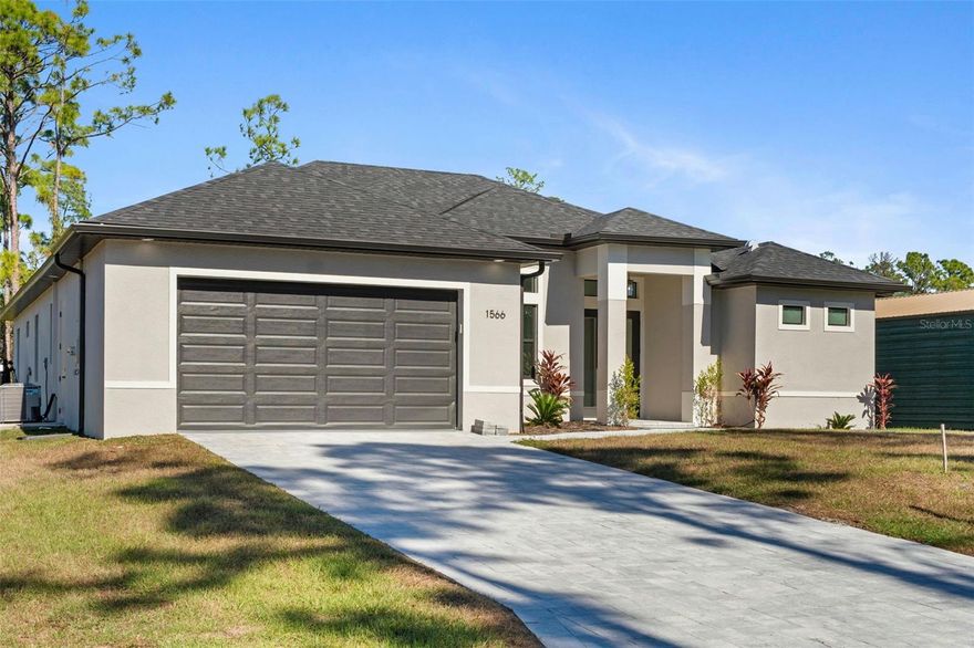 Move-in-ready New Construction premium home, Motivated seller looking to sell last 3 properties as a package deal.. Boasting a French-door entry den big enough to be used as a bedroom, three (3) bedrooms, two (2) bathrooms, full size laundry room, and more are waiting for you to call it your very own slice of Florida sunshine. All quartz countertops in wet areas, soft-close cabinetry, hurricane-impact windows and doors, expanded halls, trayed ceilings, GE profile appliance package, dual closet-sink-shower in master rooms. Some additional considerations on this home include a recessed A/C unit to add even more space in the expansive garage, an extended driveway for additional parking space. This home is located in a NO FLOOD ZONE, so no premium is necessary AVINGS and SAFETY for you! Come schedule a private viewing to see your Florida dream home and life, become your reality.