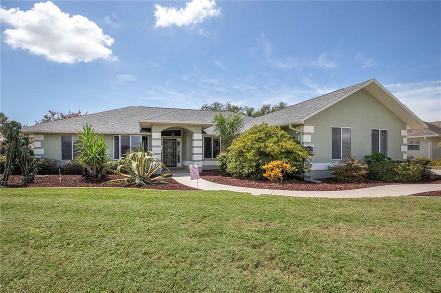 New roof, 2022, New A/C 2023, New solar panels (2022) to heat the pool. Welcome to the peaceful and beautiful Brightwater Community! As you enter this amazing, split floor plan, 3 bed, 2 bath home, you are greeted by soaring ceilings that offer a bright and airy, open concept environment. This gorgeous home allows for fantastic entertaining with several conversation areas. The newly and totally remodeled kitchen is perfectly centered to the formal dining area and the convenient eat-in kitchen. Belly up to the bar and take part in casual and relaxed visits, as everyone is included in all gatherings in this wonderfully designed home. It's not over yet! The patio doors open to screened-in lanai that connects to the solar heated pool. A pool access bathroom is what everyone needs and here, you have it! 
This home has a flex space that can be used as an office, den and now has beautiful cabinetry that has a Murphy bed tucked away for extra sleeping space. 
The large owner's suite includes a large walk-in shower complete with the Rain shower head that also has handheld spray.
Wait until you see the large walk-in closet, private water closet, 2 raised vanities with a sit-down make-up area as a bonus!
Two additional bedrooms, one with a walk-in closet. Abundant storage in laundry room, linen closet and pantries. Call your realtor to make an appointment to see your next home!
Take a walk down to the community dock and watch the sunset on beautiful lake Eustis.
 Television on lanai will stay with property.