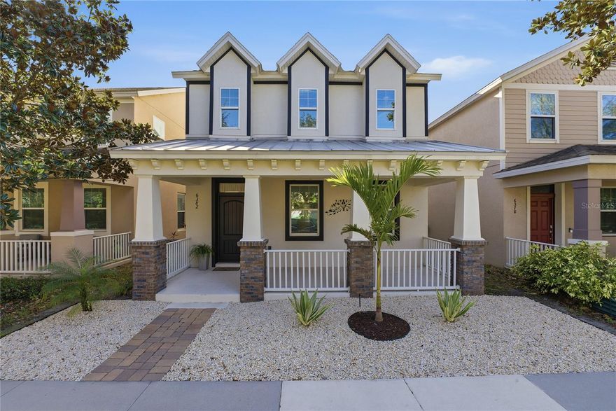 Ideally situated within WINDERMERE LANDINGS and in close proximity to highly rated schools, convenience stores, restaurants, golf courses & other amenities, this IMMACULATELY presented 3 bedroom and 2.5 bath property with 2 car garage and private driveway is a true GEM with its stunning curb appeal and TURNKEY presentation! On approach the front porch feels inviting with its welcoming entryway and foyer area that leads into a versatile living room with contemporary FIREPLACE. At the heart of the home is the expansive OPEN PLAN CONCEPT kitchen and family room with plenty of natural light which flows into an informal sunlit breakfast/dining nook. Enjoy cooking and entertaining in the GOURMET KITCHEN which is a chef’s dream with its ample cabinetry, central island, granite countertops, stainless steel appliances, tile backsplash, high-top countertop seating and recently upgraded fixtures including a touchless faucet. The first floor has a separate guest powder half bath serving the living room areas. All bedrooms, loft and laundry room are located on the second level. Upstairs the spacious LOFT is a FLEX SPACE which can be retained as a study or games area or indeed can be converted into a 4th bedroom. The primary bedroom is a well-appointed, true retreat with views of the nightly Disney fireworks and boasts UPGRADED walk-in closet and ensuite bathroom consisting of separate vanities and walk-in shower with new fittings. Each of the other two bedrooms are well-proportioned with generous & recently upgraded closet spaces and adjacent to a full bathroom. A conveniently located laundry room with digital combo washer and dryer completes the second floor. Home has NO CARPETS and features designer light fixtures, plenty of storage closets on both floors, windows adorned with drapes & blinds and new water heater. A further highlight is an an in-built surround sound system to create ambiance in both the home and the patio area! Seamlessly blending the outdoor with the indoor, enjoy Florida lifestyle living either lounging under the shade of the covered patio area or out on the fully enclosed/fenced in PAVED COURTYARD with focal point PERGOLA. An added benefit with this property is the ULTRA-LOW MAINTENANCE LANDSCAPING ! Windermere Landings has a community pool, cabana house, playground, dog park and a green space kick ball area. Easy access to major highways/roads, local shopping malls and entertainment as well as the theme parks and Orlando International Airport. All furniture is available but separately negotiated. Don’t miss out, book your private showing today!