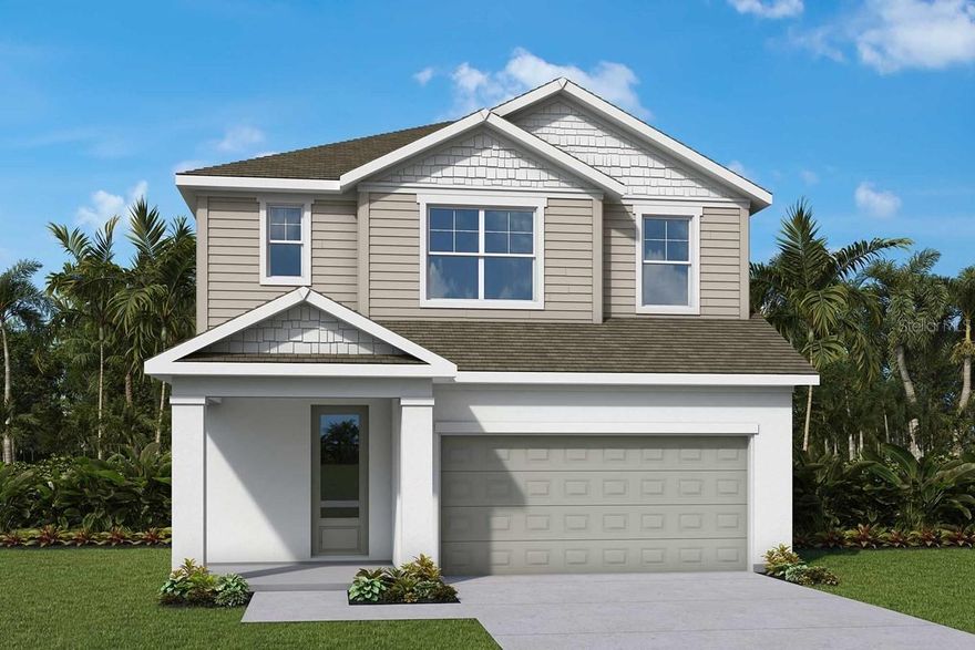 Under Construction. Experience exceptional new construction by David Weekley Homes in a sought-after Wiregrass community! This 5-bedroom, 3-bath home offers style, comfort, and energy efficiency. The main level features a private guest suite with full bath. The open-concept design showcases a natural, rustic-yet-refined feel with laminate flooring and quartz countertops throughout. The family room flows into the dining area and gourmet kitchen, perfect for entertaining. Enjoy a large, covered lanai with peaceful conservation views. Upstairs, the owner’s retreat features a spa-inspired bath, plus three additional bedrooms and a versatile loft. Located in a top-rated Wiregrass school district with easy access to shopping, dining, and major roadways.