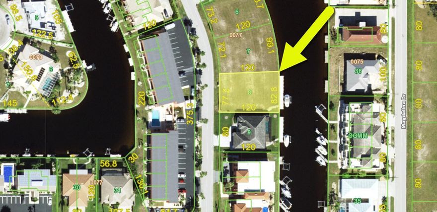Don’t miss this powerboat-access waterfront lot in the highly sought-after Punta Gorda Isles community! This property features a large concrete dock and lift (installed in 2022), ready for your boating adventures. With public water and sewer available and a concrete seawall maintained by the City of Punta Gorda, your building process will be smooth and worry-free. Conveniently located near restaurants, shopping, golf courses and more, this is the perfect spot to create your Southwest Florida dream home.
