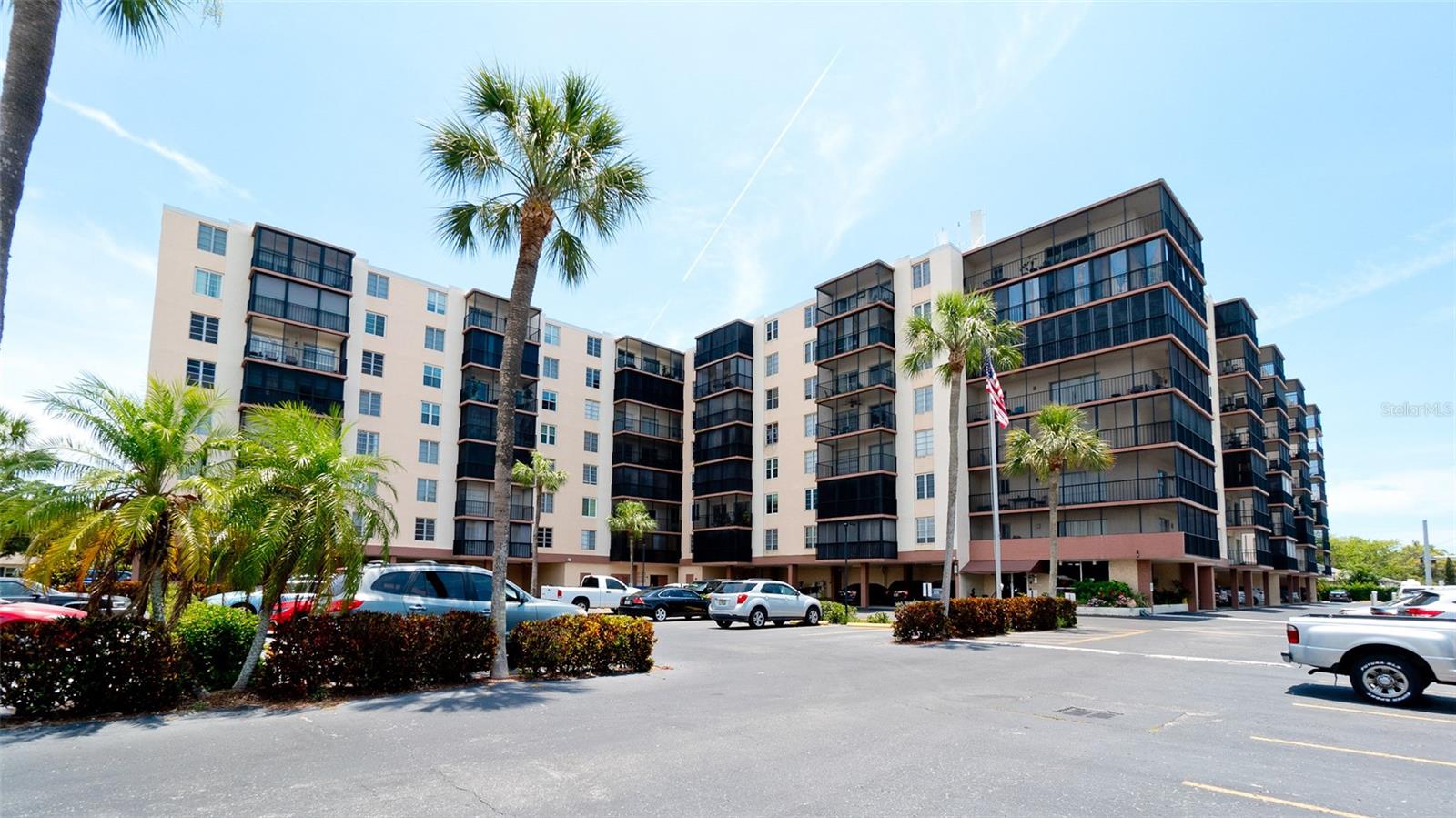 Light, bright and furnished, 2 bedroom, 2 bath condo in the secured building of Raintree Condos. Upon entering the spacious lobby you will have access to storage lockers, mailbox, community management office and elevators. This unit is on the top floor (8) with beautiful sunset views of the West Bradenton area. Tasteful laminate flooring & furnishings throughout, clean & neat with everything you will need so just bring your suitcase! Split bedroom floor plan on either side of living area with comfortable screened balcony. Public laundry just steps away. Pet friendly, 2 allowed at 10 pounds each. Sparkling community pool. Monthly fee of $550 includes basic cable, Internet, water, sewer and trash. One assigned parking space for this unit and guest parking available.
