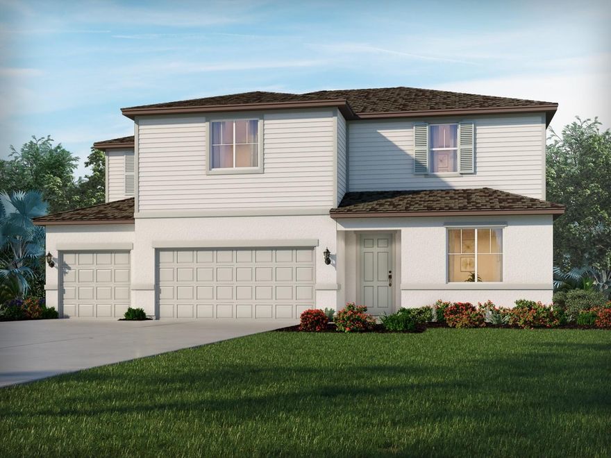 Brand new, energy-efficient home available by Aug 2025! Enjoy relaxing on the Zander's covered lanai or hosting a game night in the upstairs game room. The primary suite boasts two walk-in closets and dual sinks. Use the downstairs flex space as a formal dining room or home office. Now available, Two Rivers – Signature Series offers new single-family homes in the master-planned community of Two Rivers. Located in the tranquil setting of Zephyrhills, residents will enjoy access to the community’s resort-style amenities including a pool and clubhouse, pickleball, playground, dog parks and more. Convenient to SR 56, residents will enjoy easy access to plentiful shopping, dining, and employment centers.  Each of our homes is built with innovative, energy-efficient features designed to help you enjoy more savings, better health, real comfort and peace of mind.