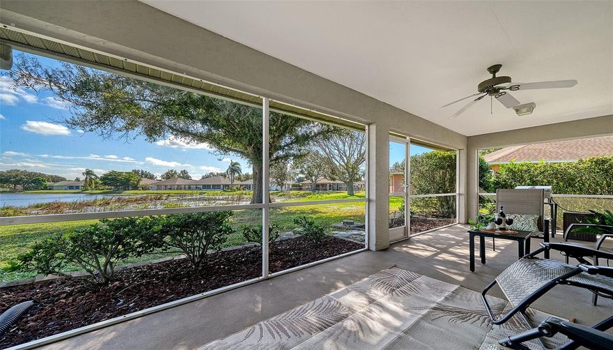 Nestled in the highly sought-after Rivers Edge community, this beautifully maintained ranch-style home is ready to welcome its new owners. Offering 3 bedrooms, 2 bathrooms, and 1,827 sq. ft. of open-plan living, this residence exudes charm, curb appeal and is absolutely delightful!  As you enter the home you discover a bright and airy living space, and your eye is immediately drawn to the stunning lake views beyond. It’s hard not to be captivated by the amazing wildlife views on this lake.   Offering hard flooring throughout, a generous living area, a defined dining area and a cozy breakfast nook, there is plenty of space for the growing family. The kitchen boasts updated cabinetry, ample counter space, a convenient breakfast bar, and stainless-steel appliances just perfect for everyday living or entertaining. Having windows across the back of the home floods the interior with natural light and connects seamlessly to the enclosed patio extending the living space. Enjoy the ever-changing scenery and abundant wildlife on the lake, from graceful birds in their natural habitat to the peaceful reflections on the water. It’s the perfect setting to sit back, relax, and take in the beauty and tranquility that surround you.  The views here are truly amazing! Continuing through the home the primary suite offers peaceful water views, private patio access, a walk-in closet, and an en-suite bathroom with dual vanities, a walk-in shower, and a garden tub. Two additional bedrooms and a guest bath are thoughtfully positioned on the opposite side of the home, providing privacy for family or guests. With a new roof (2023) and AC system (2023) take care of the big-ticket items giving peace of mind.  Located in a well-established neighborhood Rivers Edge offers low HOA fees, no CDD fees, and convenient proximity to Jiggs Landing, the UTC Mall, shops, restaurants, and the Gulf beaches. Whether you’re seeking a full-time residence or a seasonal retreat, this delightful home is sure to impress!