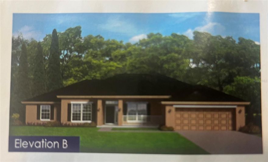Under Construction. NEW BLOCK AND STUCCO 4 BEDROOM HOME WITH A 3 CAR GARAGE ON A .98 ACRE LOT WITH NO HOA AND ZONED A1 AND CLOSE TO THE VILLAGES AND MINUTES AWAY FROM I-75. This 2240 Sq Ft home features stone accents with a side entry garage and an irrigation system. The interior has ceramic tile in all living areas with soft carpet in the bedrooms. The kitchen has stainless appliances with upgraded cabinets and granite countertops that carry over to the bathrooms also. The master bedroom has a tray ceiling with crown moldings and in the master bath, we have a garden tub with a separate tiled shower.  HOME HAS AN IN-WALL PEST CONTROL SYSTEM AND A 10 YR STRUCTURAL WARRANTY.