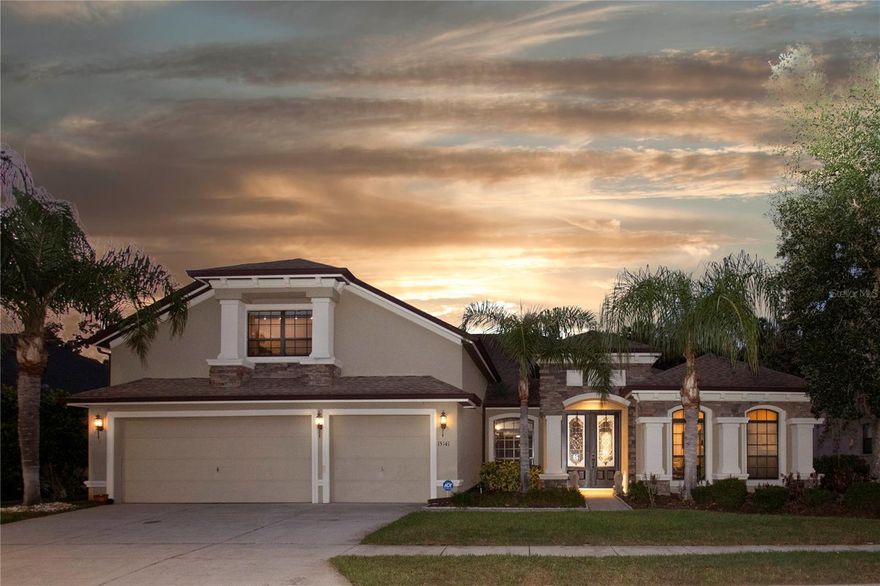 Welcome to this stunning custom built pool home offering the perfect blend of luxury, privacy, and the vibrant Florida lifestyle. With 3,333 sq. ft. of heated living space (4,185 total), this spacious 4 bedroom, 3 bath residence with 3 car garage, dedicated office, and an upstairs bonus room is designed for families who love to live, play, and entertain. Step inside to find beautiful bamboo hardwood floors in the living room, dining room, primary suite, and primary closet, complemented by vinyl flooring in bedrooms 2 and 3 and engineered hardwood in bedroom 4. Upgraded fixtures throughout the home add a refined touch. The gourmet kitchen is a chef’s delight, featuring double built in ovens, glass cooktop, microwave, granite countertops, cherrywood cabinetry, and a custom built in dining bench with storage—perfect for family meals and gatherings. The backyard is a true private oasis. Enjoy a custom saltwater pool with jacuzzi, decorative waterspouts, and a new heater (2026) that can warm both the spa and the entire pool. With no backyard neighbors, a fenced yard, and serene wooded views, this space is ideal for relaxing weekends and outdoor fun. Mature shrubs along both sides of the property provide added privacy.
Additional features include:
• New A/C (Dec. 2022)
• Gated, guard secured community
• Top rated schools
• Community tennis courts, volleyball courts, and children’s park
• Minutes from major roads, dining, and everyday conveniences
• Three major shopping malls within 30 minutes
• Approximately 30 minutes to Tampa International Airport and 45 minutes to Florida’s world class beaches
This home offers the space, amenities, and location active families crave—whether you’re hosting pool parties, enjoying community sports, or exploring everything the Tampa Bay area has to offer. A rare opportunity to live the Florida lifestyle at its finest. The gourmet kitchen is a chef’s delight, featuring double built in ovens, glass cooktop, microwave, granite countertops, cherrywood cabinetry, and a custom built in dining bench with storage—perfect for family meals and gatherings. The backyard is a true private oasis. Enjoy a custom saltwater pool with jacuzzi, decorative waterspouts, and a new heater (2026) that can warm both the spa and the entire pool. With no backyard neighbors, a fenced yard, and serene wooded views, this space is ideal for relaxing weekends and outdoor fun. Mature shrubs along both sides of the property provide added privacy.