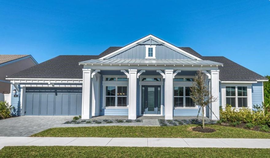 PREMUM NEW CONSTRUCTION - MOVE IN READY in the OCEANFRONT Community of Verona. Easy walking distance to your PRIVATE community beach walk over. This 4 Bedroom, 3 bath plus office, is a grand, OPEN floor plan. Walk through your front porch into the home and you're are greeted with the oversized living room with sliders out to the lanai. Flows right into the grand kitchen with 42in all WOOD cabinets, QUARTZ countertops, TILE backsplash, STAINLESS STEEL appliances, hidden walk-in pantry, and large island. Paired with formal dining room space where TILE floors continue with large windows overlooking your front yard. Mirroring your dining room is the Office with large windows and anchored at front of the home. Premium Master Suite featuring trey ceiling, huge walk-in closet and En-suite Master Bath with 2 sinks and QUARTZ countertops plus large WALK-IN TILE shower. Split floor plan with 3 bedrooms; one with Jack N Jill Bath. Paired with 2nd bath with QUARTZ countertop and TILE tub/shower combo.  Walk outside to your large covered screened in lanai and rough-in for outdoor kitchen. This new construction Atlantic floor plan is located in Verona-a beachside community with private beach walkover and soon to be community pool. Nicely appointed throughout.