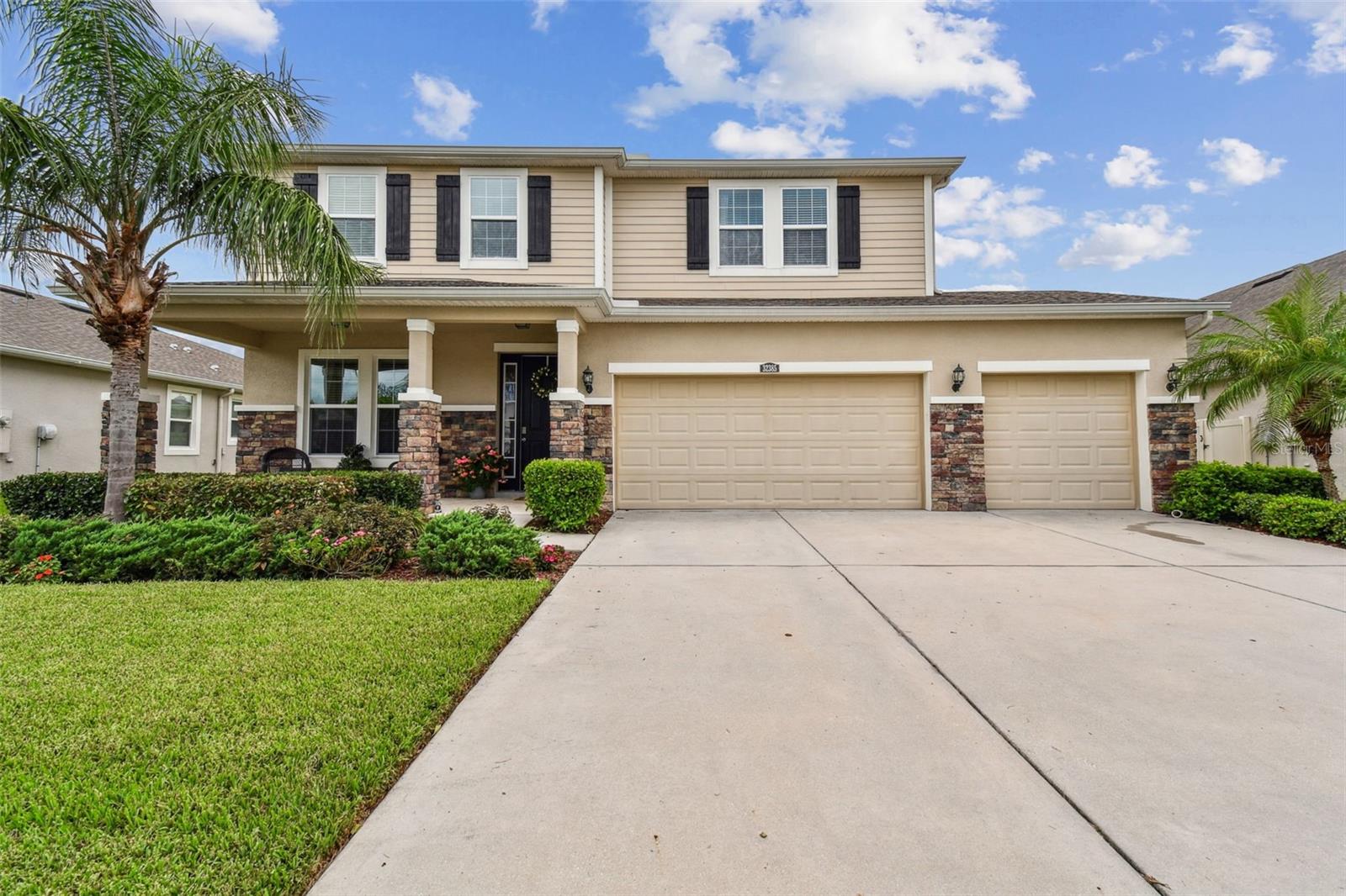 Welcome Home! Updated and well maintained home in the desirable community of Union Park! Covered front porch entry welcomes you to 4 bedrooms, 3 full baths, a den/office, primary bedroom sitting room and a large bonus room, plus a fenced yard! Enjoy Florida outdoor living with a rear screened in Lanai, paved Pergola entertainment area in this large beautifully landscaped yard.
Once inside you will be greeted by custom woodwork in the office, crown molding throughout, recessed living room and recessed ceiling with trim and many other fine wood accent upgrades. New upgraded appliances (GE Profile) and spacious kitchen is a true chef’s dream, featuring granite countertops with pull up bar and stools, stainless steel appliances, an expansive walk-in pantry, and separate eating area. Whether you are hosting gatherings or enjoying quiet evenings, this kitchen is built for both function and style. Retreat to the luxurious primary suite, complete with an ensuite bath and a large walk-in closet with California Closet shelving installed. Inside the primary suite is a sitting room to be used as a nursery, office, reading room, library, meditation center and other. Great addition to the suite.
The stairs and bonus room have been nicely upgraded with engineered hardwood for style, cleanliness and functionality and brand new carpets in all bedrooms!
3-CAR GARAGE offers lots of space for multiple vehicle households and extra storage. Some other upgrades include: Whole house gutters, blinds, glass shower doors, wood tile office, fenced in yard, screen lanai, custom trim and tile work.
Union Park offers its residents an ideal homeowner experience featuring a resort style pool, lap pool, clubhouse, fitness center, splash pad, dog park, zen garden, playground and miles of biking and walking trails. Great Wesley Chapel Schools and PHSC State College very close, conveniently located near I-75, Wiregrass Mall, The Groves, Tampa Premium Outlets, AdventHealth & BayCare Hospital, shopping, and dining. Just 35 minutes to Downtown Tampa and 45 minutes to Tampa International Airport. 12 Month Home Warranty Included. Call today to schedule your tour!