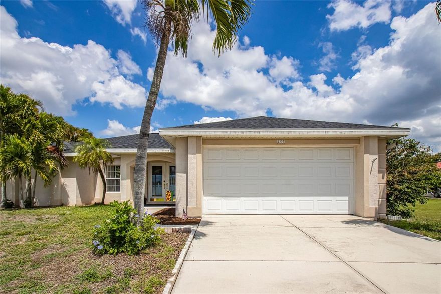 FIRST TIME on the market! Located in desirable Southwest Cape Coral just half a mile from popular Cape Harbour Marina, this 3-bedroom, 2-bath pool home offers a fantastic opportunity to update and personalize a well-loved property in one of Cape Coral’s most sought-after locations. Situated in a quiet canal-lined neighborhood, the home features 1,529 square feet of comfortable living space with vaulted ceilings, crisp white interiors, abundant natural light, and a thoughtfully designed split-bedroom floor plan. Plus, there’s NO HOA and NO ASSESSMENTS! The spacious family room flows effortlessly from the kitchen, complete with breakfast bar and a cozy dinette area perfect for casual dining and everyday living. Large zero-corner pocket sliders create seamless indoor-outdoor living, opening wide to an expansive covered lanai designed for entertaining and relaxing year-round. The outdoor space features an in-ground pool, NEW POOL CAGE SCREENS, mature landscaping, and a private, fenced backyard retreat. Recent updates include a NEW ROOF (2025) and NEW VINYL FENCE (2025), microwave in garage but not installed, providing a solid foundation for future improvements while offering buyers the chance to add their own style and updates over time. TRANSFERRABLE NFIP FLOOD POLICY in place and is only $1,146.00 per year! Elevation Certificate available and states the home sits at a mean 9.71feet, keeping you high and dry when it matters most!!  Conveniently located near waterfront dining, shopping, entertainment, marinas, and everyday conveniences, with Camelot Park and Camelot Isles Shopping Center just minutes away. Whether you are searching for a seasonal escape, investment opportunity, or full-time residence, this Southwest Cape Coral pool home offers location, lifestyle, and potential all in one. Schedule your private showing today!