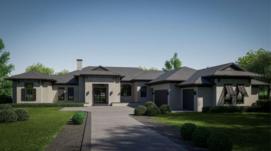 Under Construction. Discover a modern masterpiece in the exclusive Bella Collina community, where contemporary elegance meets unrivaled luxury. This one-story ranch is a harmonious blend of sleek design and exceptional functionality, offering an unparalleled living experience. Through grand double iron doors with glass panels, you're welcomed into a breathtaking great room with soaring vaulted ceilings, exposed wood beams, and a striking gas fireplace. Oversized 48" x 48" porcelain tile flows seamlessly throughout the home, accentuating its open and airy design. From the moment you step inside, the home invites you to gaze through sliding glass doors that lead to a covered lanai, creating a seamless connection between indoor and outdoor living.

The heart of the home is the chef’s kitchen, a statement in both style and practicality, featuring Fisher and Paykel appliances, gold-accented hardware, dual islands, a pot filler, double ovens, a wine fridge, and large walk-in pantry. LED accent lighting enhances the modern aesthetic, while the adjoining dining area and expansive game room, with mitered sliding doors, extend effortlessly to the outdoors. The primary suite is a private sanctuary, boasting a wet bar, vanity, custom walk-in closet, and a spa-like bath with a freestanding tub, dual vanities, and seamless glass-enclosed shower. French doors off the primary bedroom open directly to the lanai, providing a serene retreat. An elegant office, ideally situated for productivity, offers privacy and functionality, adding to the home's thoughtful layout.

Thoughtfully designed, the home offers additional living spaces, including three guest bedrooms, each with ensuite baths and walk-in closets, and a casita with a wet bar and private bath, perfectly suited for guests or a private retreat. The outdoor spaces are nothing short of extraordinary, with a full summer kitchen, a spacious covered lanai with retractable screens, and travertine tile flooring overlooking a resort-style pool and spa. The spa, with its captivating 360-degree spillover edge, is the centerpiece of the backyard oasis, accompanied by a pool with a sun shelf, LED lighting, and a tranquil bubbler, creating an atmosphere of ultimate relaxation.

Every detail of this home has been meticulously crafted to blend luxury and comfort, making it an iconic residence in one of Central Florida’s most sought-after communities. This is more than a home—it’s a lifestyle of sophistication and serenity.

Discover the pinnacle of luxury living at The Club at Bella Collina. Challenge yourself on the stunning 18-hole championship golf course designed by Nick Faldo, or relax and recharge with a soothing spa massage. Exclusive amenities include Har-Tru tennis courts, a sparkling outdoor pool complex, pickleball courts, and a cutting-edge fitness center with complimentary classes. Savor exquisite dining at the club's two on-site restaurants, offering a range of culinary delights to suit every palate. Immerse yourself in a vibrant community with year-round social and culinary events tailored to bring families together.