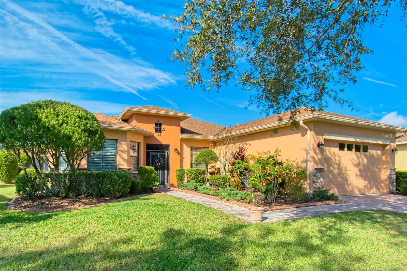 FURNISHED! Minimum 6 Month Lease! Solivita is a 55+ Community! ONE TENANT MUST BE 55 or over! Available NOW for Long Term Lease! CABLE AND INTERNET INCLUDED IN RENT! Pet friendly! This BOCA RATON model is near the Palms Amenities center!. The entrance has a SCREENED ENTRY and as you enter the foyer of this lovely home you will notice a large great room with 18" diagonal tile, crown molding, recessed lighting and ceiling fan. This OPEN PLAN CONCEPT home is great for entertaining and the DEN is ideal for an office or guests. This beautiful home features 8' doors, rounded corners & 5 1/4" baseboards throughout PLUS DOUBLE PANE windows & slider with window treatments. Diagonal tile in Great Room, Dining Room, Kitchen, Foyer and guest bath with LAMINATE flooring in the DEN , LVP in master bath and carpet in the bedrooms. Kitchen boasts a new sink, faucet and subway tile backsplash, recent STAINLESS STEEL LG appliances, recessed lights, 42" staggered upper cabinets, lower cabinets with POT drawers & PULL-OUT drawers, and GRANITE counters. The master suite is one of the LARGEST of all Solivita Floor plans & has a door exiting to the lanai. The ensuite bathroom, recently updated, includes DUAL SINKS, storage tower, a large walk-in shower with a built in bench and HUGE WALK IN closet. Laundry room includes washer & dryer and built-in cabinets. The relaxing Extended & SCREENED LANAI with pavers includes a gas grill, patio furniture and has landscaping for privacy. The yard is fenced for your furry friend. Beyond the lanai there is a greenbelt not typical of Solivita. MANY UPGRADED FEATURES SINCE 2022 INCLUDE: Interior (including garage) and exterior painted, Master bath and Guest remodeled, Crown molding, Solar Panels (electric bill $34), All door hardware/handles/bathroom fixtures replaced with satin nickel, 16' x 4' additional closet in master suite, Garage ceiling and wall storage racks and solar attic exhaust fan. Garage includes pull-down stairs into a newly decked attic. A WORLD CLASS LIFESTYLE awaits in the GATED, 55+ community of SOLIVITA. Experience this RESORT-STYLE COMMUNITY with ALL of its AMENITIES set on 4,300 NATURAL ACRES with CONSERVATION AREAS. Amenities include 14 POOLS, two amenity centers, tennis and pickleball courts, billiard room, bocce-ball courts, a village center featuring an art studio, a ballroom, ceramics gallery, computer lab, and library. TWO GOLF COURSES, horseshoe pits, softball field, SPA, 30,000 SQ FT FITNESS CENTER WITH PERSONAL TRAINERS, walking trails, gardens, and three restaurants add to the plethora of activities to choose from. Residents have access to an on-site Activities Director and Lifestyle Team dedicated to creating a diverse schedule of events and 200+ Social Clubs. Meet up with friends and enjoy the countless activities this community offers. Solivita provides the perfect balance of outdoor living, comfort & luxury. You will feel like you are on vacation every day! One month's security deposit, first months and last month's rent is required before occupancy. Minimum one year lease. Rentspree Credit/background check required for approval.