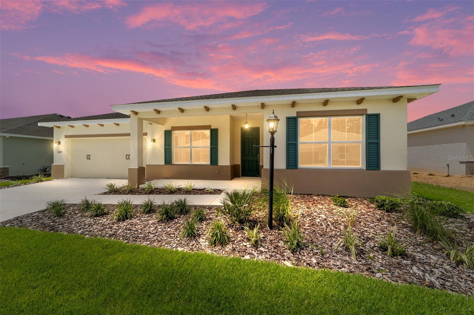Welcome to the Ariana Model in LongLeaf Ridge at On Top of the World, Ocala’s premier 55+ active adult community. This brand-new home is thoughtfully designed with 2 bedrooms, 2 bathrooms, a versatile flex room, and a spacious 2+ car garage, blending comfort and elegance in every detail. Step inside to find luxury vinyl plank flooring and a bright, open layout. The gourmet kitchen is the heart of the home, featuring stainless-steel appliances, quartz countertops, elegant backsplash, and staggered cabinetry with crown molding. An oversized island and walk-in pantry make cooking, entertaining, and daily living effortless. The flex room with French doors is ideal for a home office, den, or hobby space. Guests will enjoy a private bedroom filled with natural light, along with a full bathroom featuring a quartz vanity and tile shower/tub combo. The primary suite offers a peaceful retreat with a large three-panel window, walk-in closet, and a spa-like en suite complete with dual sinks, quartz counters, a tiled shower with a built-in bench, glass enclosure, and linen closet. Enjoy Florida living year-round from the screened lanai, the perfect spot to relax or entertain. Located in a gated, golf cart-friendly community with world-class amenities and direct access to shopping, dining, and recreation, this home offers the lifestyle you’ve been dreaming of.
Don’t miss your opportunity to own this beautifully finished, move-in ready new construction home—schedule your private showing today!