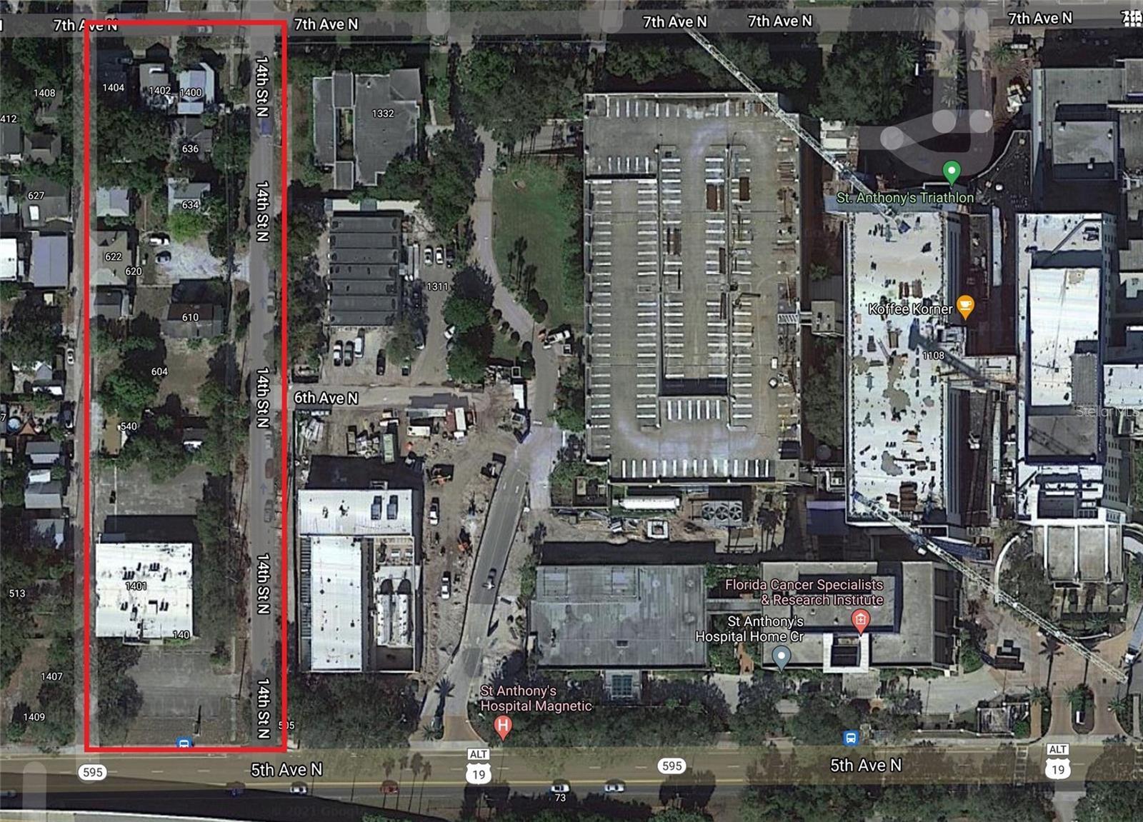 Entire block in downtown St. Petersburg Zoning CRT-1 & NSM-1. This property is right next door to St Anthony's Hospital, the #1 Hospital in St Petersburg and is listed in the top few Hospitals in the State. St Anthony's continues to grow and is completing a $158 Million expansion. We have allowed the contractors to use our parking lot for their vehicles. Facts of interest: 1- All property & buildings on 14th, from 5th Ave to 7th Ave. 2- The current annual income from the multifamily properties is $300k gross. 3- The office building has 14,000 sq Feet and a potential of $180,000 income when fully rented. 4- Almost 2 acres in prime downtown St. Pete core. You will see from the attached map that this collection of various properties is well situated for development. The property carries itself nicely until you are ready to develop it. It is only 3 minutes from the expressway entrance. St Petersburg is going through a major turn around at the moment and this city block, next to the hospital, has tremendous future possibilities. St Petersburg Florida is an exciting growing city. The city is needing apartments and condos. They also want to develop workforce housing as part of new projects. We are located on 14th Street North and the city is moving our way. This property is an opportunity to build next to one of the largest hospitals in Florida.
