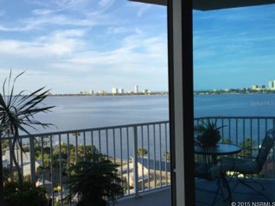 VIRTUAL TOUR:HTTP://AW360.ME/1023921Impressive Building and Grounds lead you to the 9th floor along wide beautifully appointed interior hall ways to this Wide River view surrounded by this luxuriously adorned condo home.  From the entry door you are WOWed by the long wide river vistas.  This home is full of custom features that will only be found in the most upscale buildings.  Custom kitchen cabinets with beautiful granite counters, SS appliances and plenty of room for the chef with flare.  Cozy Den/Office could be 3rd BR.  Guest BR has an incredible view and is a generous size with plenty of windows.  Bath is adjoining with access from hall as well.  Generous sized Living/dining rooms take advantage of the huge lovely views of the Halifax River and Island.  Hurricane glass sliders open for the gentle Ocean breezes or shut out any noise.  Master Bedroom santuary is large enough for any furniture combination and the Master Bath is elegantly appointed including a jet tub and large separate shower.  Dual Sinks with granite and double walk in closets finish the Suite.  Halifax Landing has all the amenities you would expect in a luxury Condo Complex including Fitness, Meeting rooms, Game Room, Storage, underground parking, Heated Pool and Spa on the River and a fishing dock.  Come enjoy our beautiful river and live the Good Life! ;LocationDescription: Condo ;Water: City