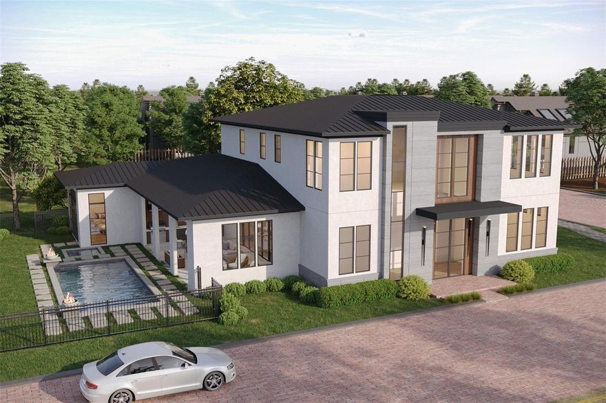 Under Construction. Rare, new construction opportunity in the heart of Winter Park JUST 1 BLOCK FROM PARK AVENUE being built by FG Schaub Custom Homes, known for grand open spaces and superior craftsmanship.  No expense was spared in designing this Transitional, two-story residence with 5 bedrooms, 5.5 bathrooms, an office, elevator and sauna. As you enter into the grand two story foyer, you will be awed by the floating steel stair case with glass railings, large format porcelain tile flooring, modern light fixtures, and custom elevator. Walk into the great room that features a custom fireplace, wet bar, and folding doors to the transitional room. The kitchen is a chef’s dream with state-of-the-art Wolf / Sub-Zero appliances, custom cabinetry, extensive quartz counters, and an oversized island with ample seating. The dining area is located right off of the kitchen making it a perfect place for hosting dinner parties. The first-floor master suite features a private exit to the pool / spa area, a large custom walk-in closet with lighted LED rods, and a spa-like bathroom complete with a sauna. Upstairs you’ll find your personal gym, allowing for private workouts any time of day or night along with three additional bedrooms with large walk in closets and en suite bathrooms. Plus, you’ll love the convenience of having a laundry room both upstairs and downstairs.  Open the folding doors in the great room and head out to your "Transitional Room," a staple in FG Schaub homes. This room boasts over 600 additional square feet featuring a full summer kitchen and electric roll away screens that open to your private oasis. Lounge and enjoy the best of the Florida lifestyle with a heated salt water pool, spa, fire pit, fire bowls, outdoor shower and travertine pool deck. This home is complete with an oversized 2 car garage, equipped with custom LED lighting on 12 foot high ceilings which could accommodate space for a car lift for your exotic vehicles. Interior design book is available upon request. Price is subject to change through construction.