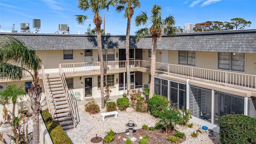 JUST REDUCED OVER $28K and looking for its new owner to enjoy! Bristol House is one of the most desirable locations on Venice Island and a 55+ Community. This condo is 1 of only 4 in the community that has over 900sf in the unit plus the lanai and a slider leading out to an open sitting area. Swimming pool was resurfaced and deck was upgraded with beautiful pavers last  summer , 2024.  This is a 2 bedroom, 2 bath unit in a very private corner of the complex. The kitchen and bathrooms have been upgraded. There is tile and Laminate flooring throughout. Home is being sold turnkey and perfect for a second home, retirement home or investment. . The  extra flex space that can be used for a sitting room, dining , den or even a 3rd bedroom. Bike or walk to the Beach or Downtown, just a couple blocks away. Multiple Parks, Tennis, Library, The Theater, and so many Restaurants nearby that you will never want to leave the Island!