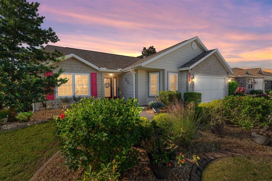 BOND PAID & TURN-KEY! This beautifully maintained 3/2 Wisteria Designer offers 1,512 sq ft under heat and air, plus an additional 240 sq ft bonus room. Every inch of this home reflects care, comfort, and attention to detail, with an inviting open layout that captures the relaxed, joyful spirit of life in The Villages®.
The open-concept design fills the home with natural light, complemented by luxury vinyl plank flooring that adds warmth and elegance. Step through to the enclosed patio and covered outdoor area—perfect for morning coffee or evening gatherings with friends.
The kitchen shines as the heart of the home, featuring newer smudge-resistant stainless-steel appliances, pull-out cabinetry, a spacious breakfast bar, and ample counter space. Its open sightlines connect seamlessly to the dining and living areas, making entertaining or everyday living effortless.
The primary suite offers a peaceful retreat with vaulted ceilings, a large walk-in closet, and an ensuite bath with dual sinks, a walk-in shower, and abundant natural light—creating a true sanctuary for rest and relaxation.
The bonus room adds 240 sq ft of heated and cooled flexibility, complete with full A/C ductwork, epoxy flooring, and a ceiling fan—ideal for a den, craft studio, home office, or second living area.
Outdoors, enjoy an inviting enclosed patio with epoxy flooring, a ceiling fan, and a tranquil setting surrounded by low-maintenance landscaping. Whether entertaining or unwinding, this home offers the perfect blend of comfort, versatility, and classic Villages charm.