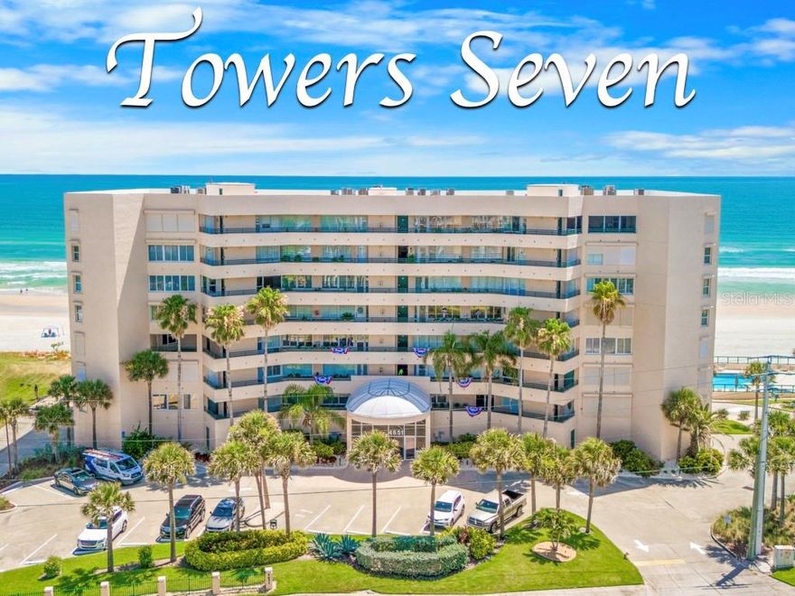 LOCATION, LOCATION, LOCATION!! ENJOY THE EPITOMY OF OCEANFRONT LUXURY in this 3BR/3BA COASTAL BEAUTY designed by DAVID WALLER INTERIORS with comfort & convenience in mind. Towers Seven is the SOUTHERNMOST TOWERS BUILDING in sought after PONCE INLET on the PRISTINE ''NO DRIVE'' SUGAR SAND BEACH!! A ONE-YEAR MINIMUM RENTAL POLICY contributes to an upscale living atmosphere! Enter this beauty and your eyes focus on the SPACIOUS OPEN FLOOR PLAN boasting a WARM & WELCOMING AMBIANCE! Upgrades feature AWESOME WOOD FLOORING, PLANTATION SHUTTERS, NEWER ELECTRIC METAL STORM SHUTTERS, CROWN MOLDING THROUGHOUT & BEAD BOARD ACCENTS creating a REFINED COASTAL feeling. TWO SEPARATE LIVING AREAS include the SPACIOUS SUNSET FAMILY ROOM plus the EXPANSIVE OCEANFRONT GREAT ROOM providing ultimate comfort. The UPDATED CHEF'S FULLY-EQUIPPED KITCHEN has an ELEGANT TRAY CEILING enhancing the upscale ambiance.  EXQUISITE GRANITE COUNTERTOPS including TWO CONVENIENT BREAKFAST BAR AREAS, STAINLESS STEEL TOP-OF-THE-LINE APPLIANCES, CONVENTION OVEN, FULL BACKSPLASH & PLENTY OF CABINET & COUNTER SPACE! TWO PRIMARY OCEANFRONT EN-SUITE BEDROOMS plus a COMFORTABLE GUEST BEDROOM which can also be an EN-SUITE all have WALK-IN CLOSETS!! The MAIN PRIMARY BEDROOM also features an ELEGANT SPA STYLE BATHROOM with DUAL VANITY, WATER CLOSET, LARGE SOAKING TUB and an IMPRESSIVE WALK-IN SHOWER enhanced with DUAL SHOWER HEADS for a refined, spa-quality retreat!! Watch amazing sunrises each day from the EXTENSIVE 40' OCEANFRONT PRIVATE BALCONY!! There's also a HUGE WALK-IN STORAGE CLOSET off the sunset family room. PET FRIENDLY for TWO PETS with NO WEIGHT LIMIT. Some furnishings negotiable!! Towers Seven is a meticulously maintained up-to-date building with a SECURED LOBBY ENTRANCE, UNDERGROUND RESERVED PARKING & ON-SITE MANAGER. Some of the MANY RECENT BUILDING UPDATES include A NEW SEAWALL, NEWLY RENOVATED CLUB/SOCIAL ROOM, UPDATED OCEANFRONT FITNESS CENTER, NEWLY RESURFACED HEATED POOL, SPA and PATIO AREA located on the SOUTH SIDE of the building so it receives SUN ALL DAY!! An ELEVATED OCEAN FRONT OUTSIDE GATHERING AREA recently added is perfect to relax & unwind. There's a stylish FIRE PIT creating a warm, welcoming ambiance & a GRILLING AREA perfect for hosting sunset cookouts!! Close to the HISTORIC PONCE INLET LIGHTHOUSE & LIGHTHOUSE POINT JETTY PARK, MARINAS, CHARTER FISHING, WATERFRONT RESTAURANTS, FRESH SEAFOOD MARKET, DOG PARK/BEACH & MUCH MORE!! Less than 30 minutes to DAYTONA INT'L AIRPORT and approximately 1 hour to ORLANDO THEME PARKS!! Enjoy Florida coastal living at its finest!!