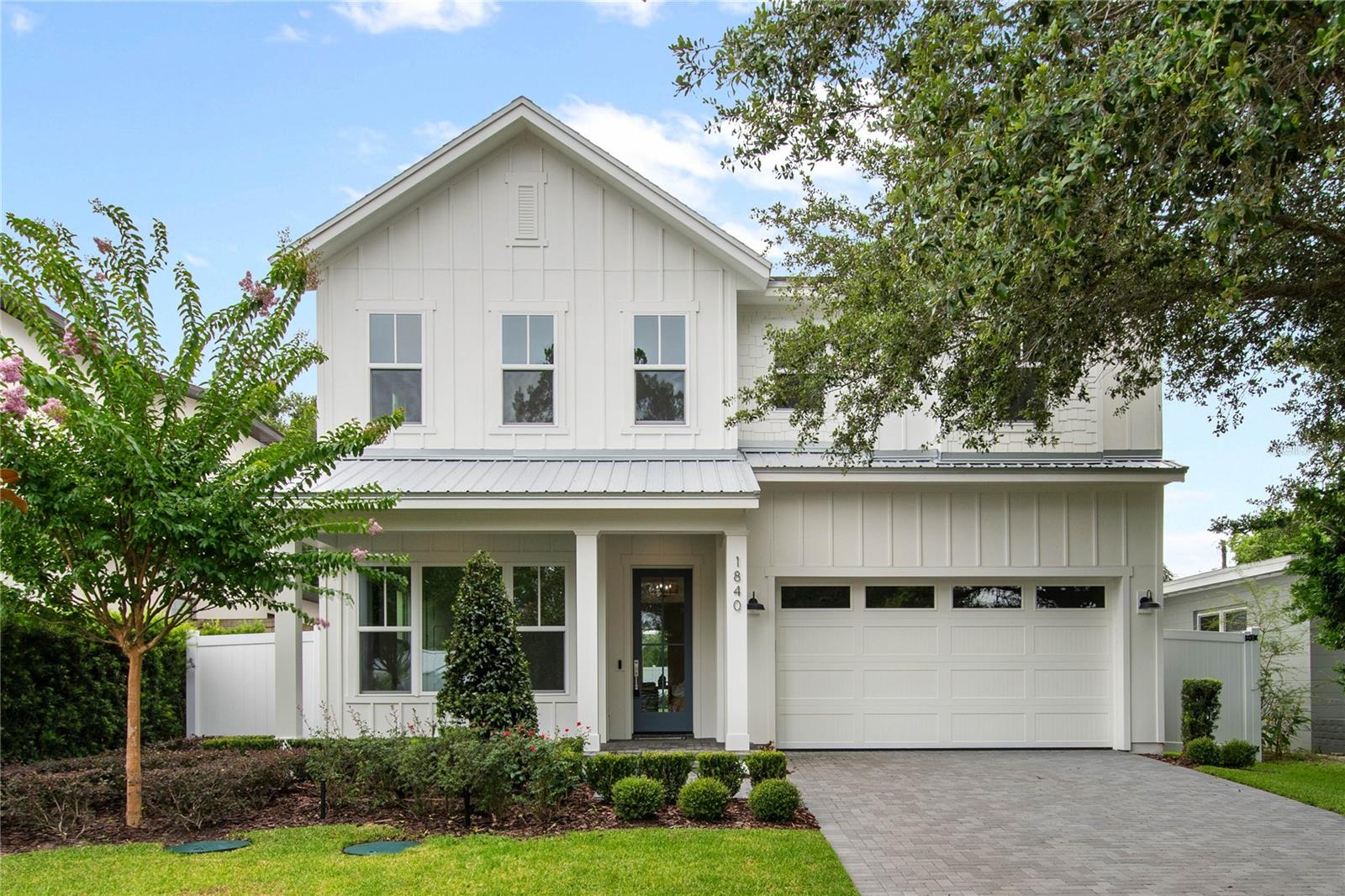 Biscayne Bay, a recent Parade of Homes winner, is one of the latest custom builds by the trusted team at Konkol Custom Homes—and it’s ready for its very first owner. Set in a prime Winter Park location, this two-story home offers clean lines, high-end finishes, and a layout that fits real life.
With just over 2,600 square feet under air, the home features 4 bedrooms and 3 full bathrooms. The 4th bedroom is located downstairs and works beautifully as a dedicated office. Upstairs, a spacious bonus room offers flexibility for a home gym, theater, large office, or guest suite. Throughout the home, you’ll find wide-plank white oak flooring, matching stair treads, tall baseboards, and cohesive, streamlined trim details.
The kitchen is crisp and functional, with white cabinetry, quartz counters, tile backsplash, and well-chosen finishes. The primary suite includes a walk-in closet system and a bathroom that checks all the boxes—soaking tub, oversized shower, and double vanities.
Out back, enjoy a generous covered porch, landscaping that offers privacy with a natural bamboo hedge, and a future-ready pool plan already in place.
High style, low maintenance living—all just five minutes from Park Avenue, walkable to Lake Killarney, close to Dubsdread, and under 2 miles to AdventHealth. Biscayne Bay is a polished, move-in ready opportunity in the heart of Winter Park.